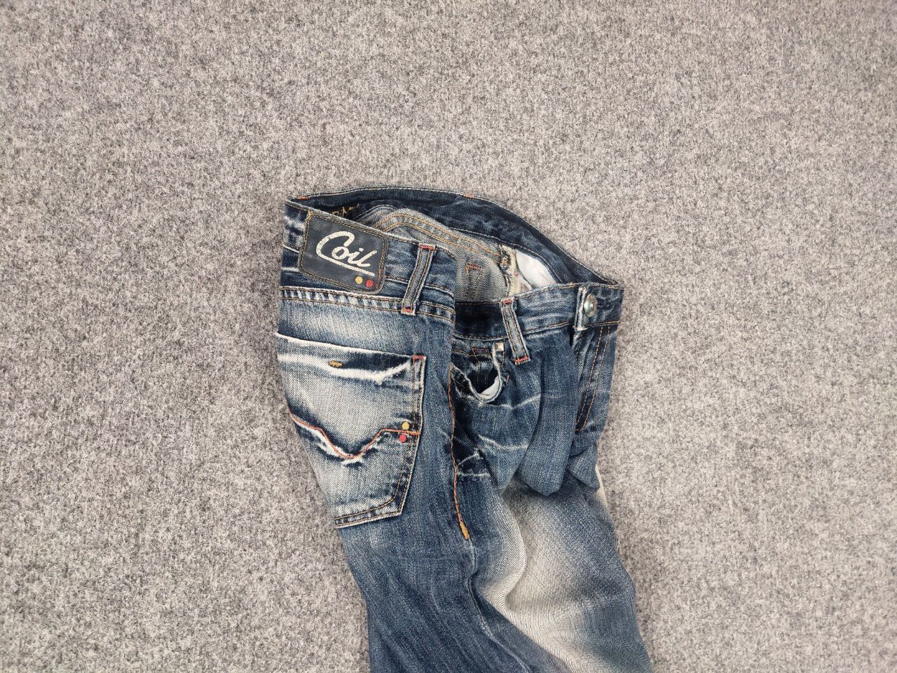Japanese Brand Vintage Coil Y2K Style Opium Flared Distressed denim Jeans Size 26" / US 2 / IT 38 - 4 Thumbnail