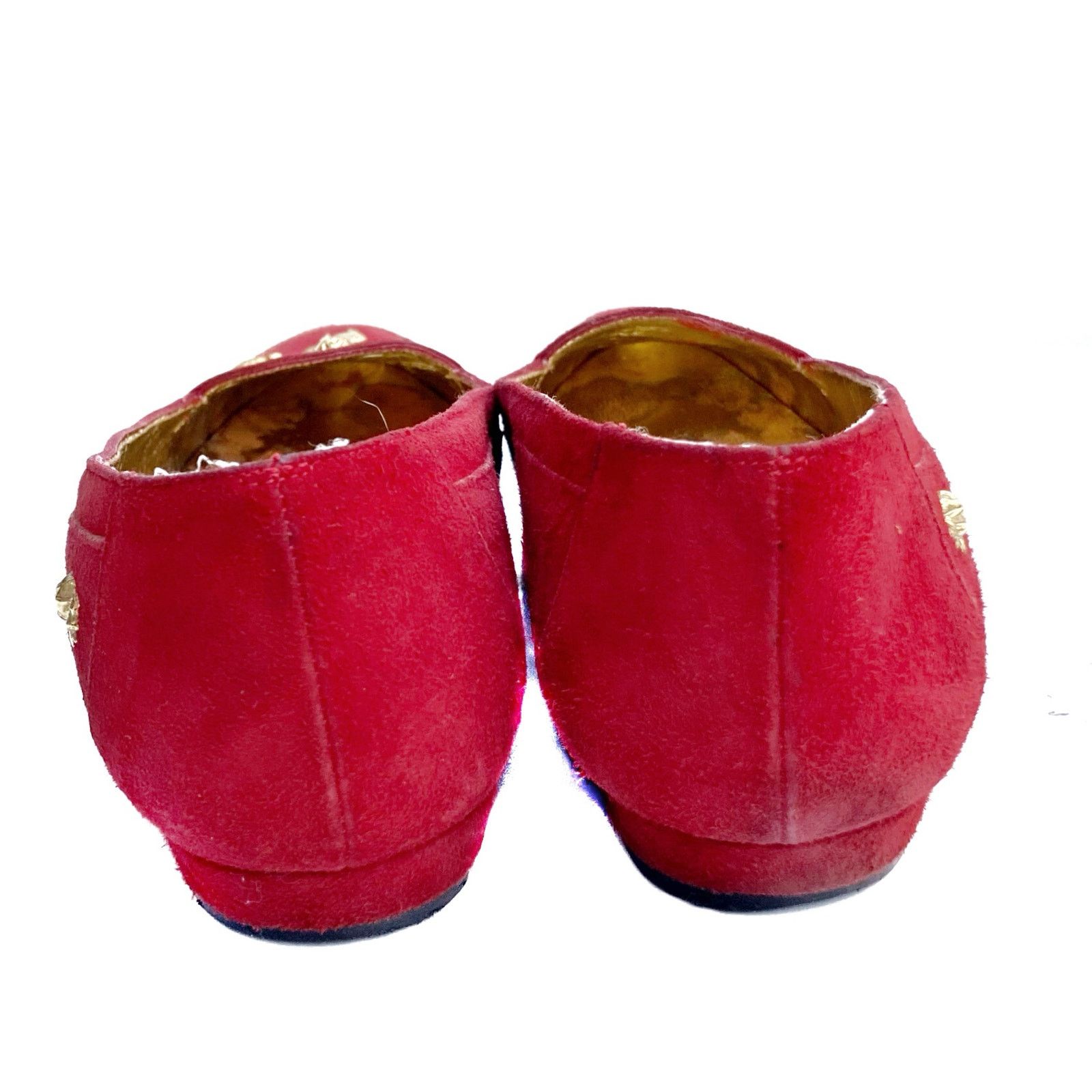 Vintage Vintage Zalo Red Suede Gold Charm Loafers | Handmade Spain Size US 7 / IT 37 - 21 Thumbnail