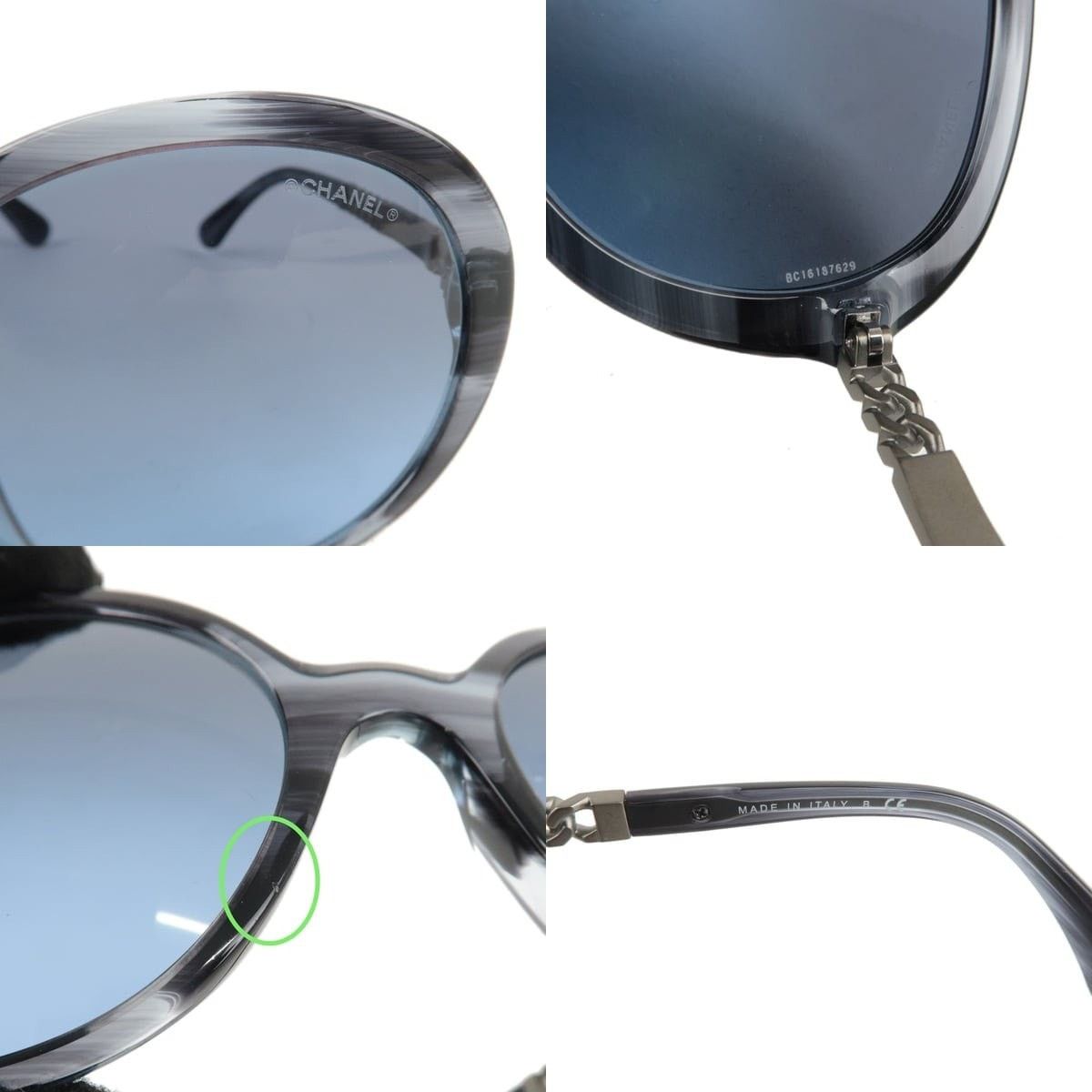 Chanel Chanel Chain Motif Plastic Sunglasses Gray Size ONE SIZE - 4 Thumbnail