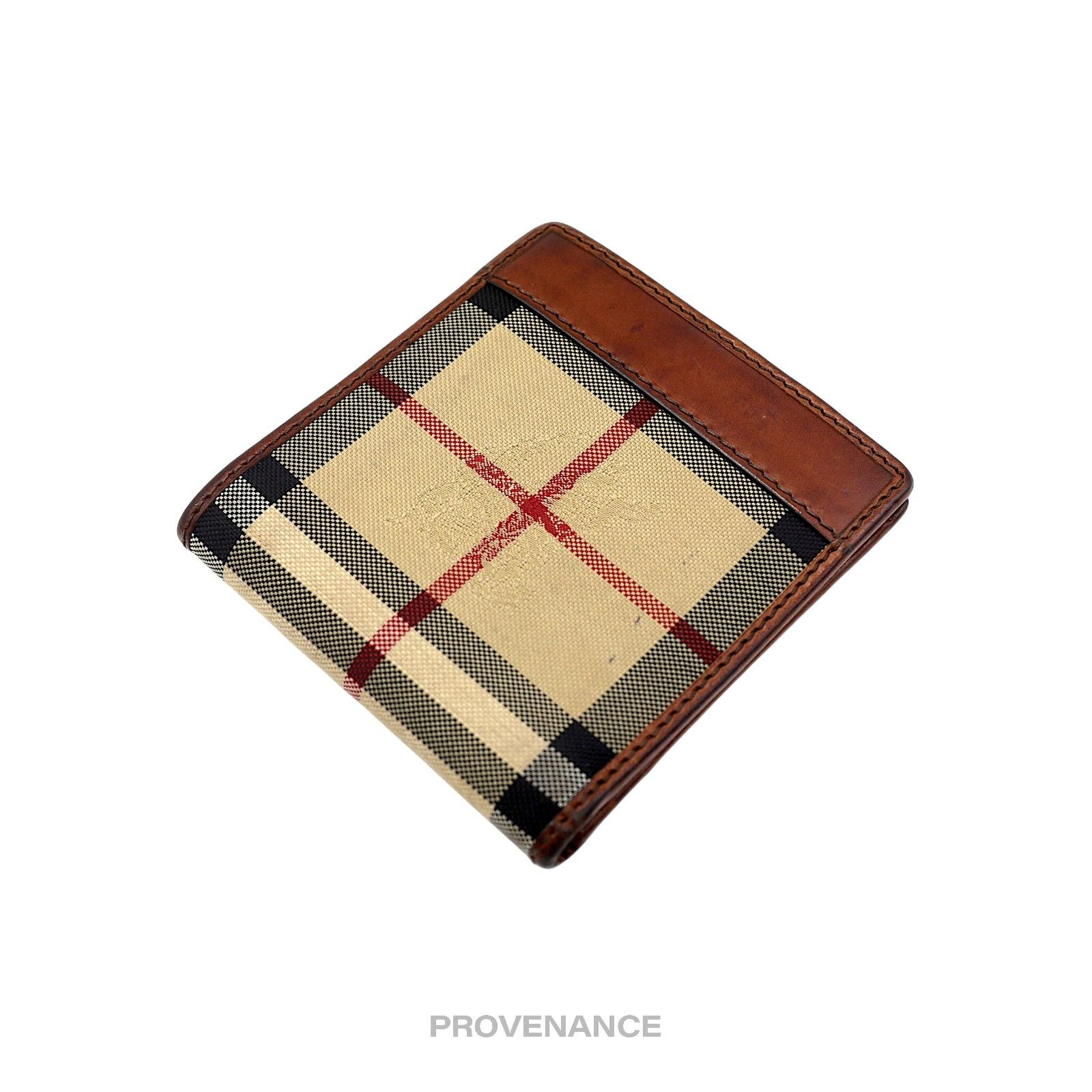 Burberry 🔴 Burberry Nova Check Canvas Bifold Wallet - Brown Leather Size ONE SIZE - 8 Thumbnail