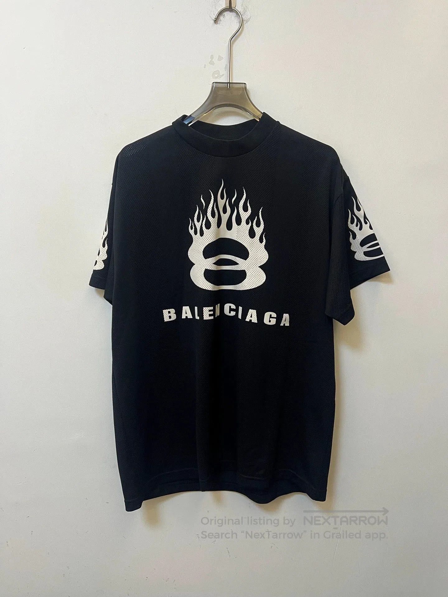 Balenciaga Burning Unity Oversized Men's Black S/S H-Neck/, Men's