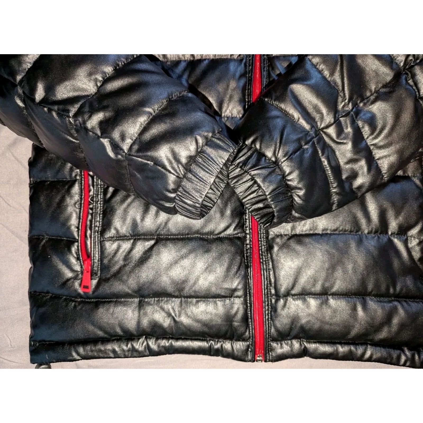 Cole Haan Cole Haan Jacket Men Small Black Signature Puffer Quilted Coat Faux Leather Zip Hooded Size US S / EU 44-46 / 1 - 6 Thumbnail