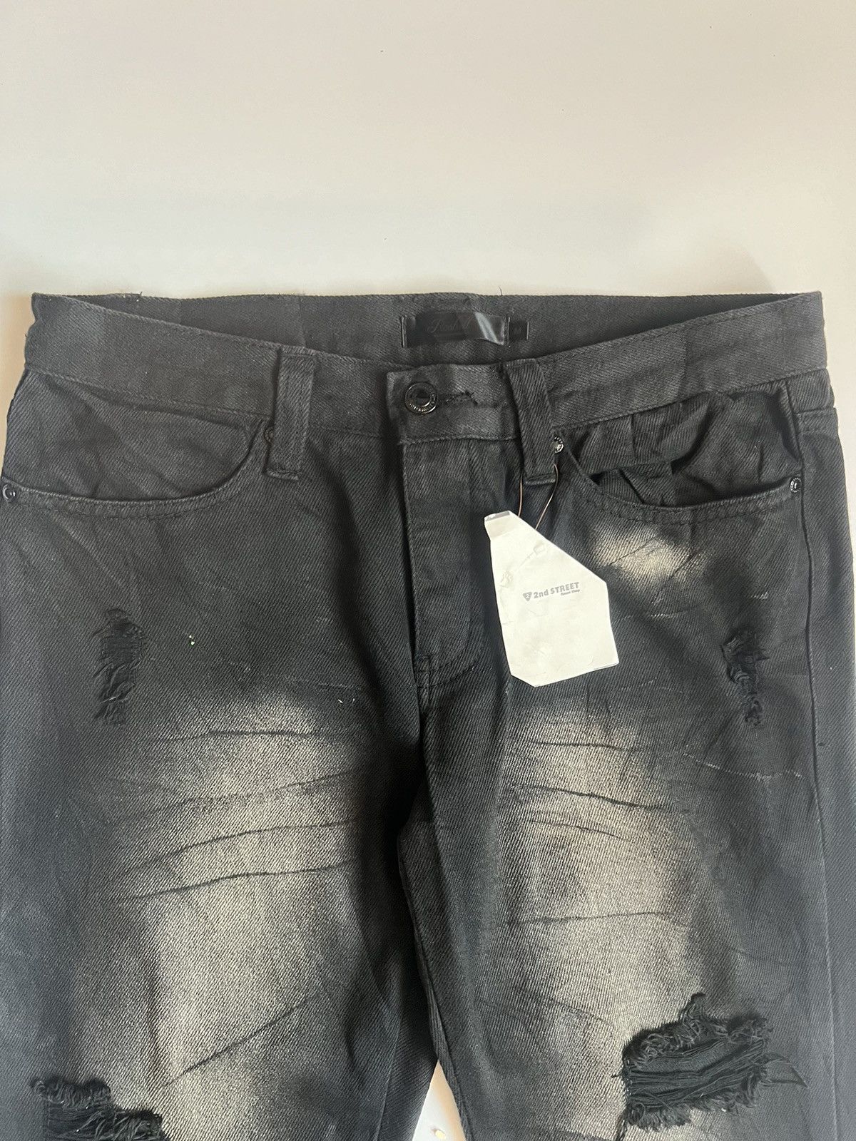 Japanese Brand Roshell Zipper Flare Bondage Distressed Denim Size US 31 - 6 Thumbnail