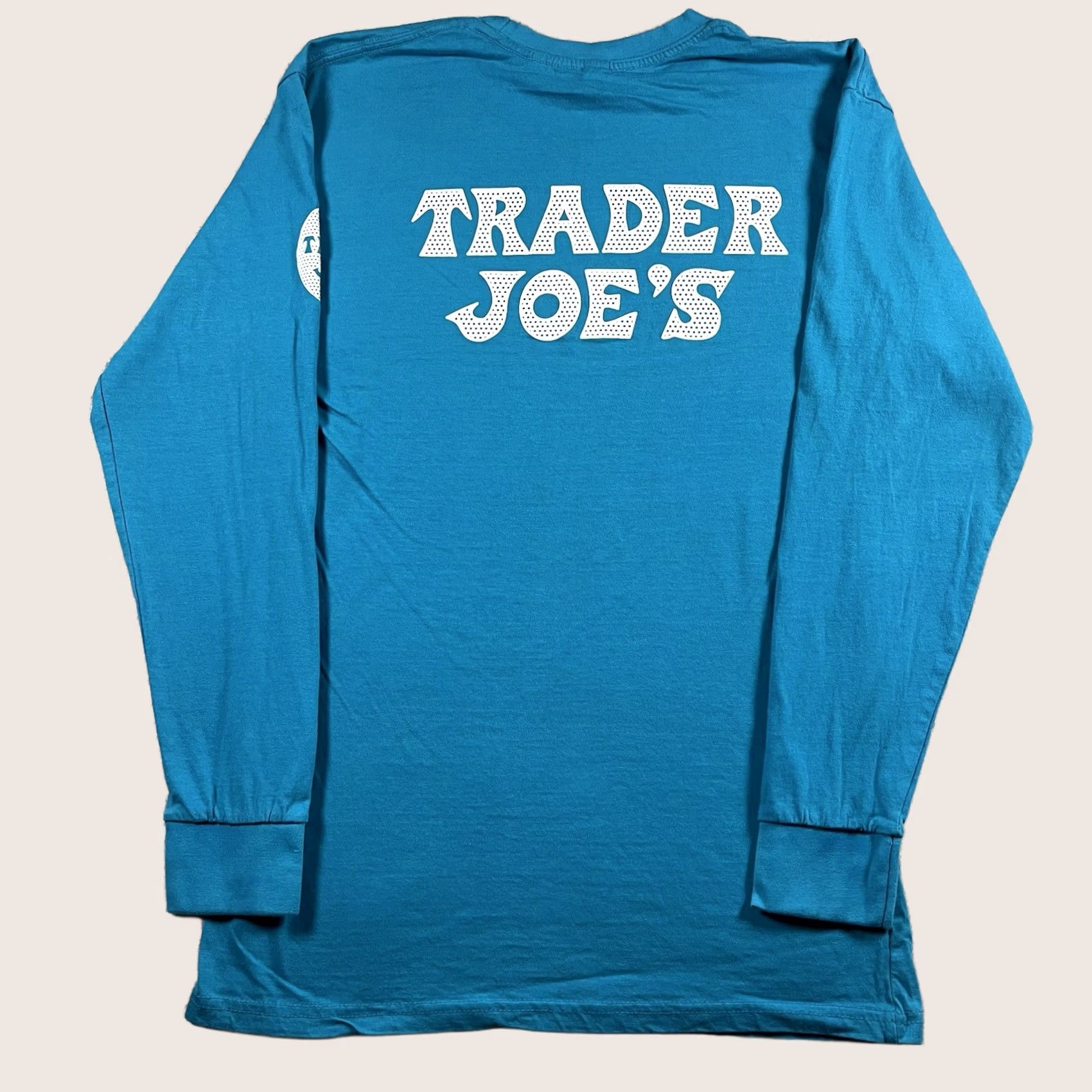 Vintage Trader Joes Shirt Mens L Blue Long Sleeve Crew Work Logo T-Shirt Classic Flower All Seasons Size US L / EU 52-54 / 3 - 1 Thumbnail