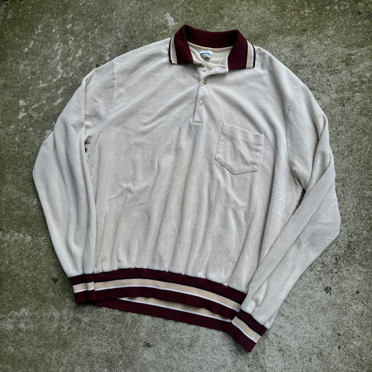Vintage 70s JcPenney Velour Velvet Polo ERD Grunge Raimundo Size US XL / EU 56 / 4 - 3 Thumbnail