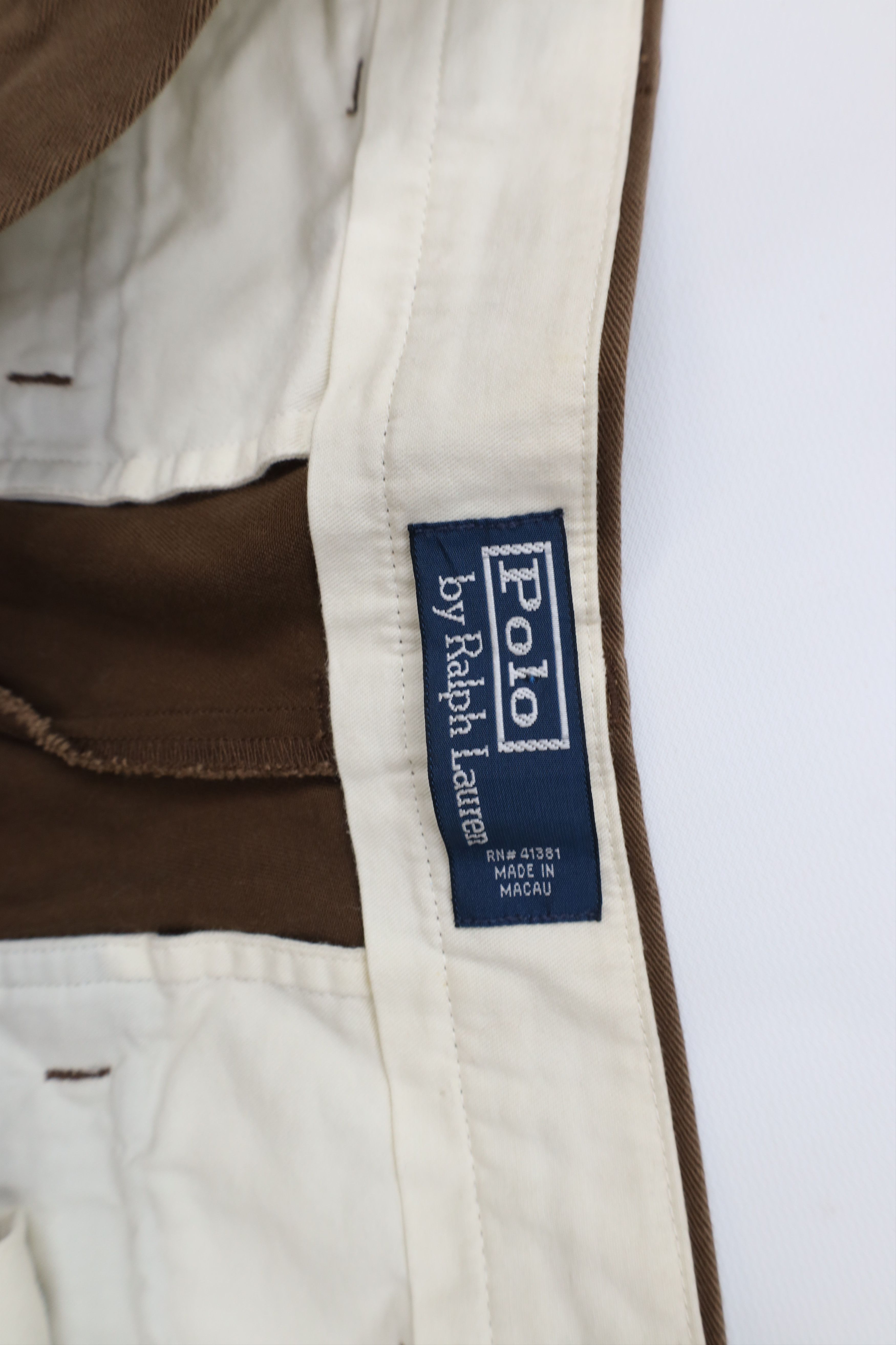 Ralph Lauren Vintage 90s Ralph Lauren Wide Leg Chino Pants Brown Cotton Size US 36 / EU 52 - 7 Thumbnail