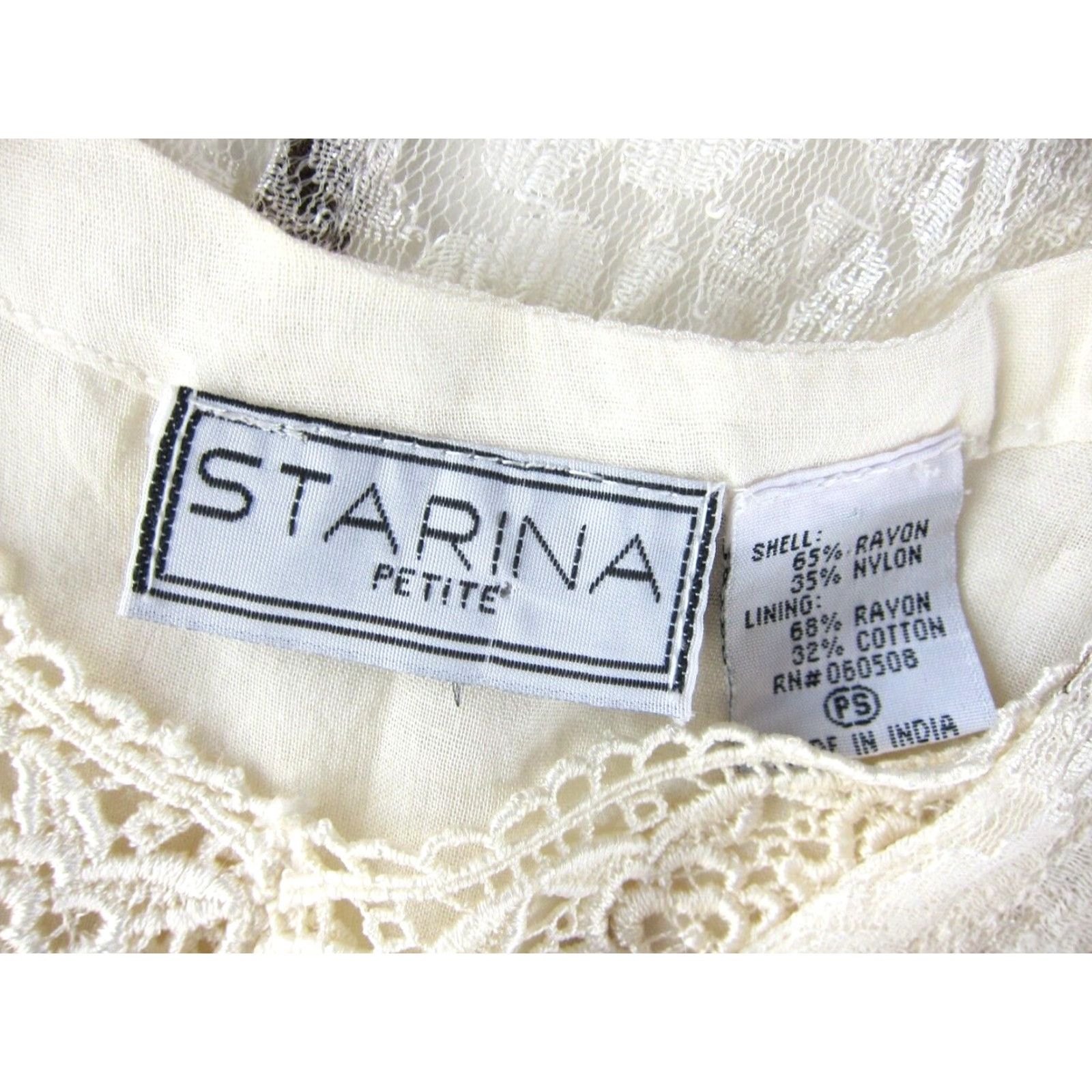 Vintage VINTAGE Starina Petite Rayon Lace Ivory Pink Rose Short Sleeve Midi Dress SP Adults? Size 28" / US 6 / IT 42 - 3 Thumbnail
