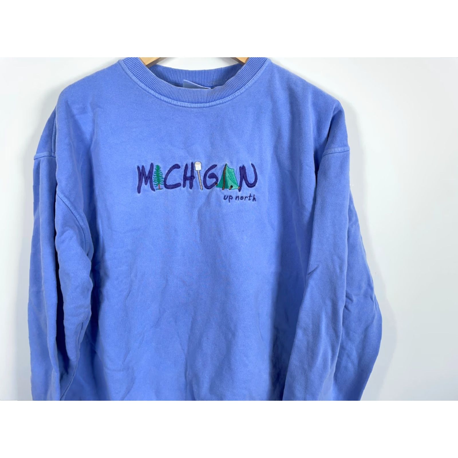 Vintage Genuine Pigment Dyed Michigan Up North Sweatshirt Blue Embroidered Crew Neck Adult XL Pullover Size US XL / EU 56 / 4 - 4 Thumbnail