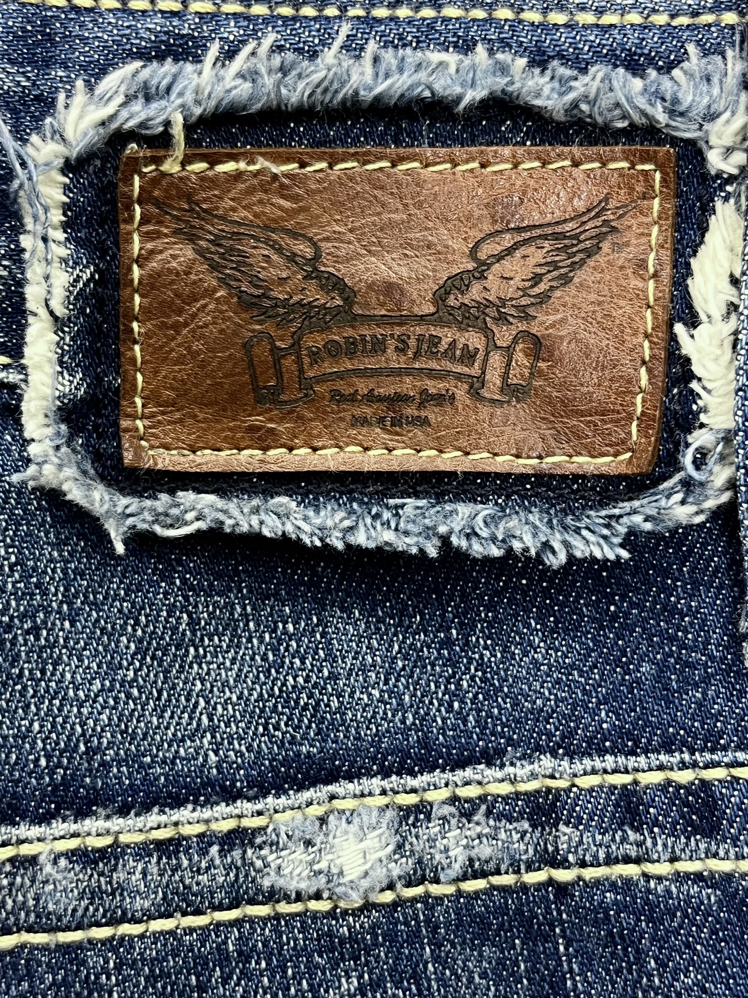 Robins Jeans ROBINS JEANS BLACK WINGS Tribal Embroidery Minimalist Flare Size US 29 - 11 Thumbnail