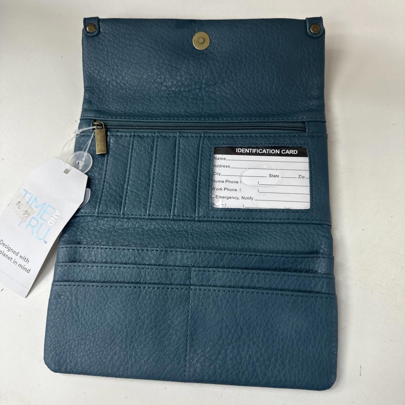 Other Time and Tru Teal Gold Accent Farrah Flap Front Soft Wallet Size ONE SIZE - 2 Thumbnail