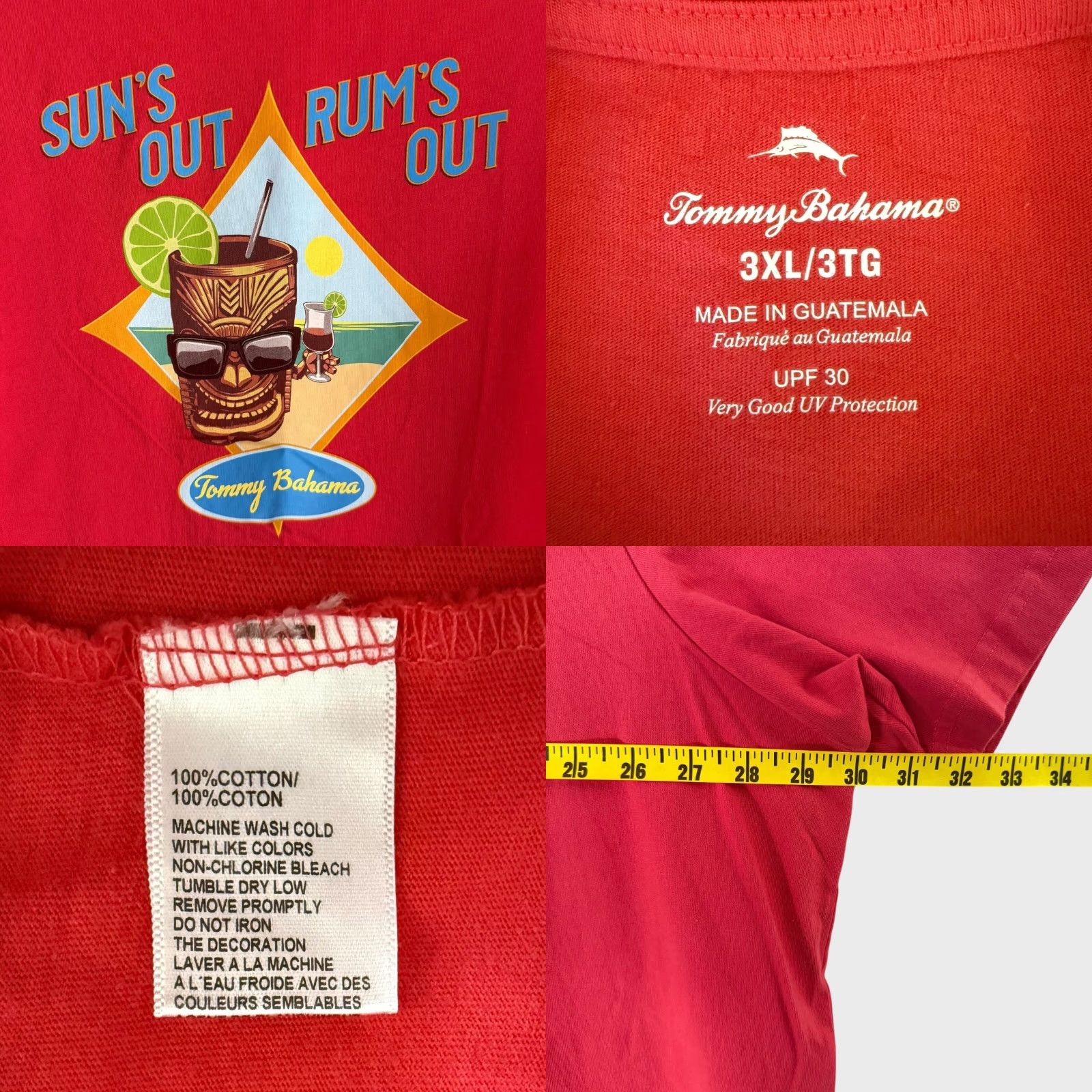 Tommy Bahama VINTAGE Tommy Bahama Sun's Out Rum's Out Graphic T-Shirt Men’s 3XL Red Short Sleeve Cotton UV Protection Outdoor Tropical Summer Size US XXL / EU 58 / 5 - 8 Thumbnail