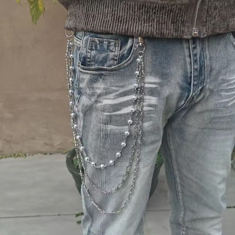 Other Silvery Rivet Three Layers Concise Pants Waist Chain Size ONE SIZE - 1 Thumbnail