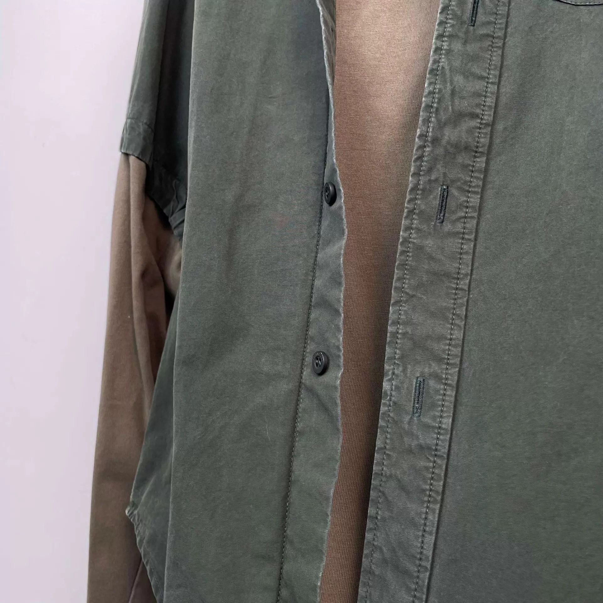 Balenciaga Balenciaga Green Colorblocked Layered Shirt 175 95 New Size US M / EU 48-50 / 2 - 9 Thumbnail