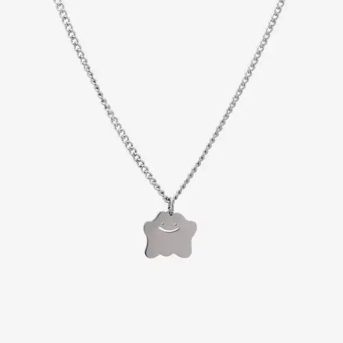 Jewelry x Vintage Ditto Chain Silver Anime Pokemon Art Evolve Blob Necklace, Men's