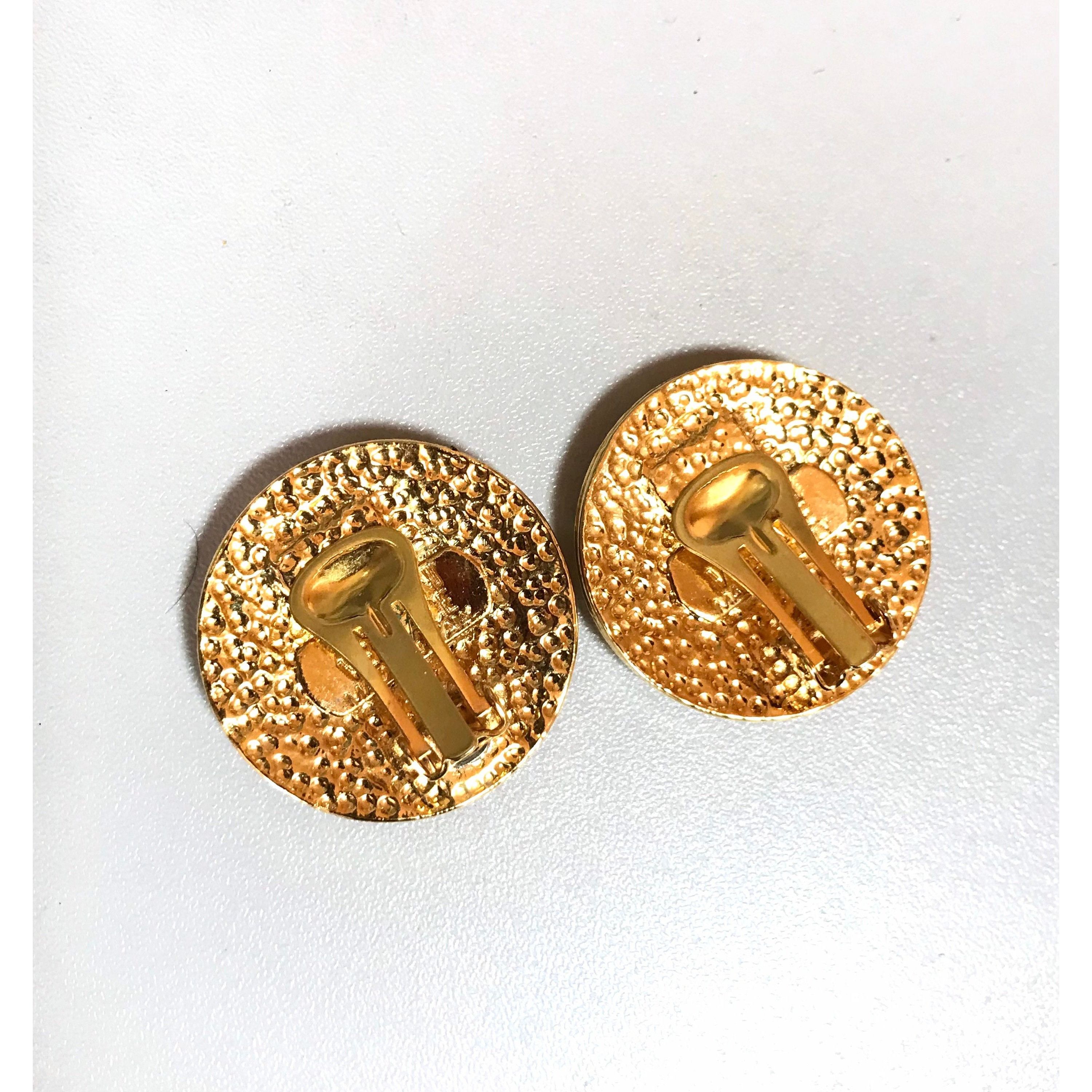 Versace Vintage Gianni Versace round gold tone medusa face earrings Size ONE SIZE - 3 Thumbnail