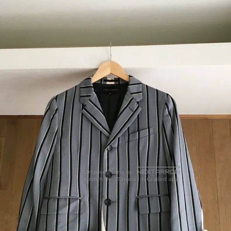 Comme des Garcons Comme Des Garcons Gray Striped Lace Design Blazer Top Size M / US 6-8 / IT 42-44 - 6 Thumbnail