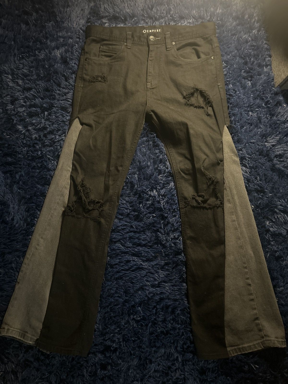 Vintage Custom black and grey flared pants Size US 30 / EU 46 - 1 Thumbnail