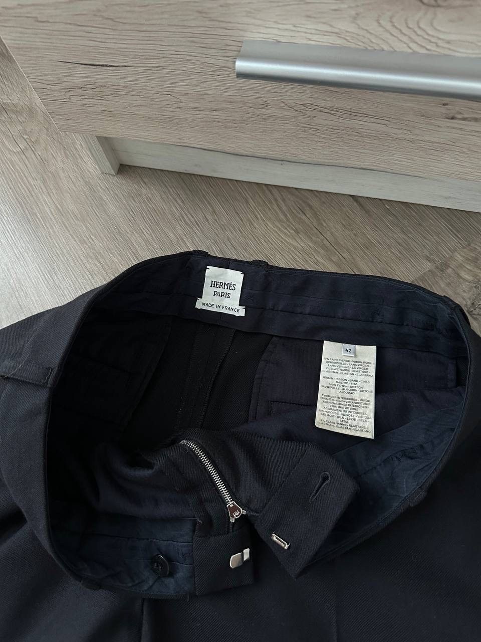 Hermes × Vintage Vintage Hermes Paris Wool Black Stretch Women’s Pants Size 28" / US 6 / IT 42 - 10 Thumbnail