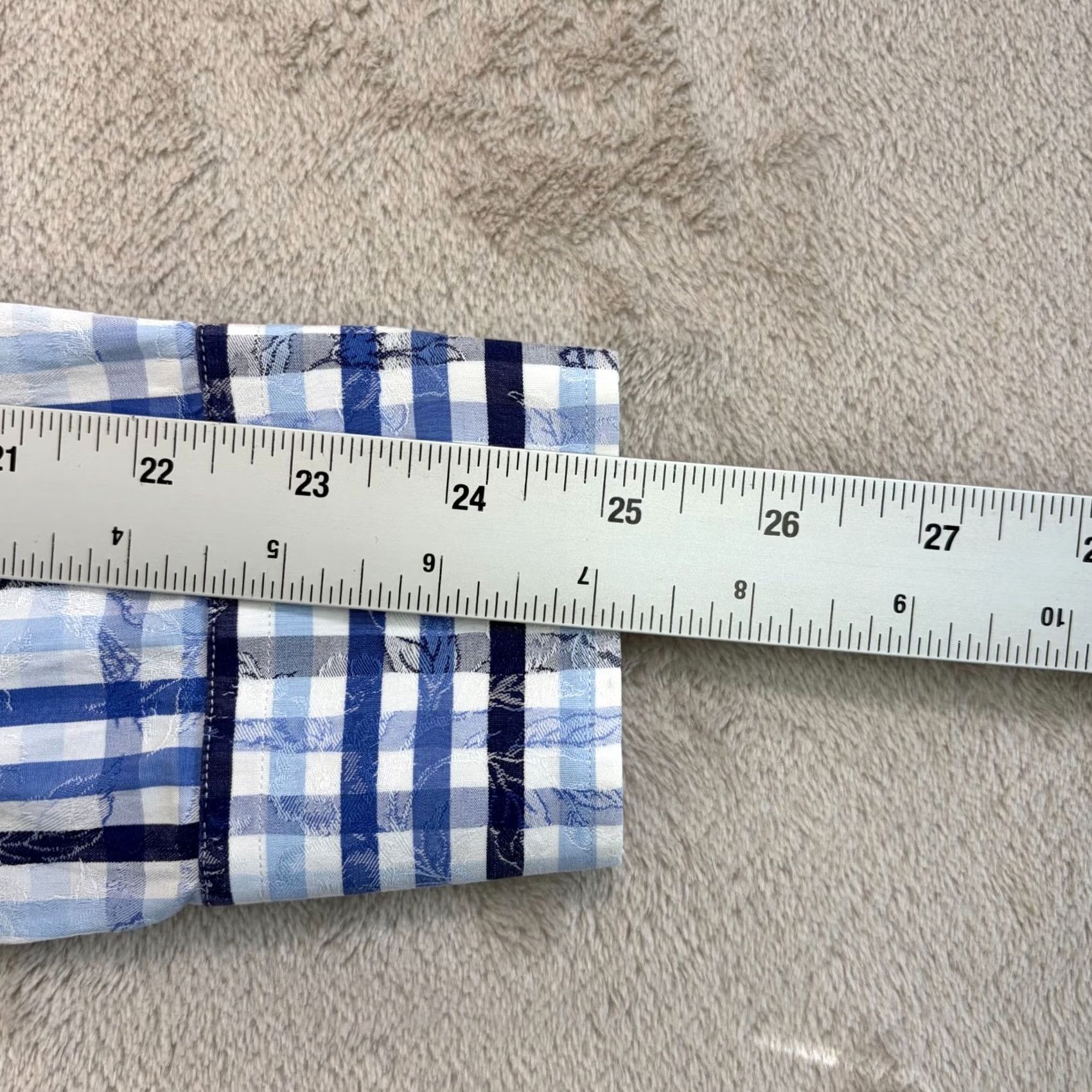 Etro ETRO Dress Shirt Men 39 Blue Plaid Floral Jacquard Made Italy Designer NWOT Size 40R - 7 Thumbnail