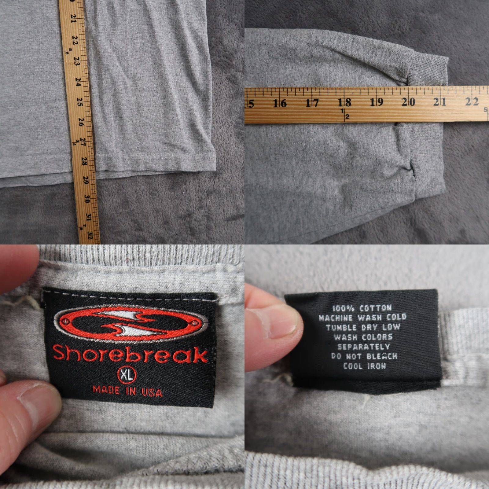 Vintage VINTAGE Shorebreak Shirt XL Gray 90s Logo Graphic Print Long Sleeve Men T-Shirt Size US XL / EU 56 / 4 - 8 Thumbnail