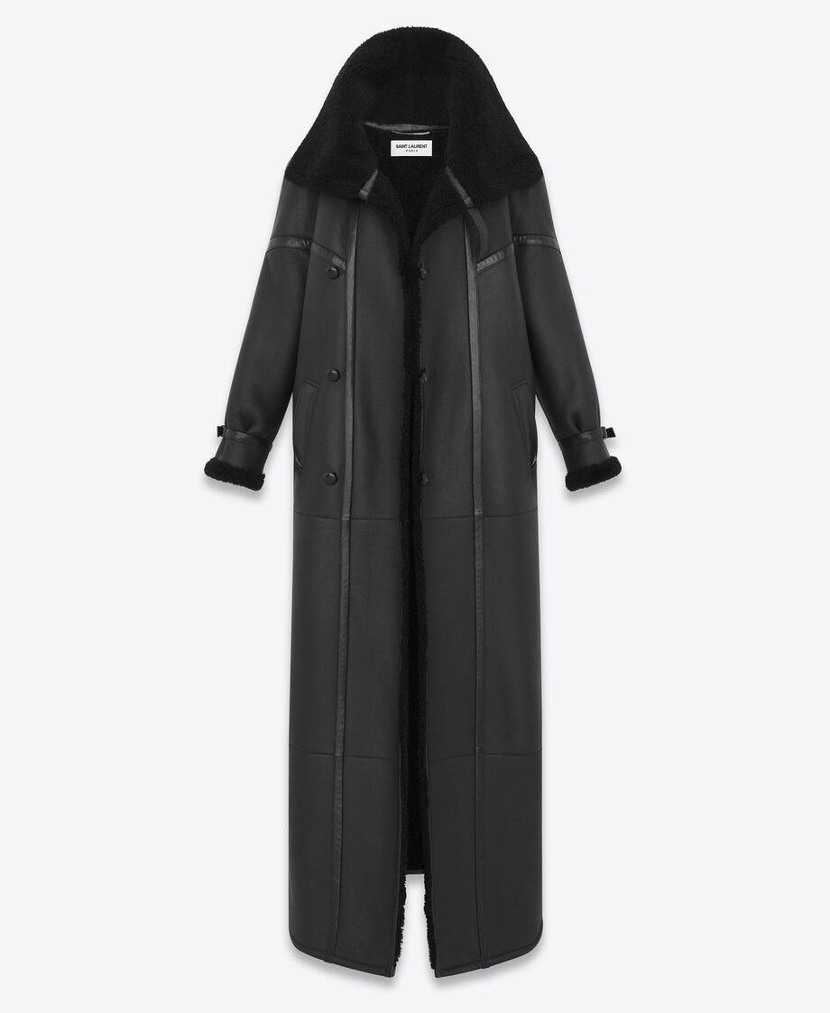 Saint Laurent Paris o1bcso1str1025 Long Duffle Coat In Lambskin in Black Size US M / EU 48-50 / 2 - 2 Thumbnail
