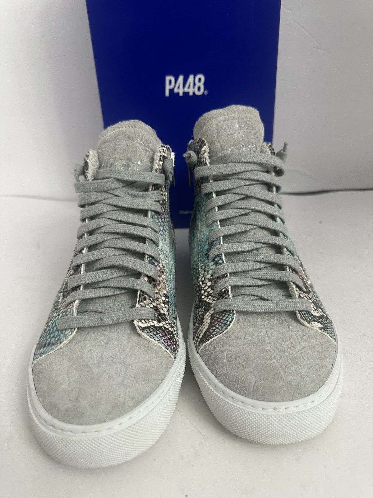 P448 P448 Star Embossed Low Hiding Heel High Top Sneaker Size US 9.5 / IT 39.5 - 4 Thumbnail