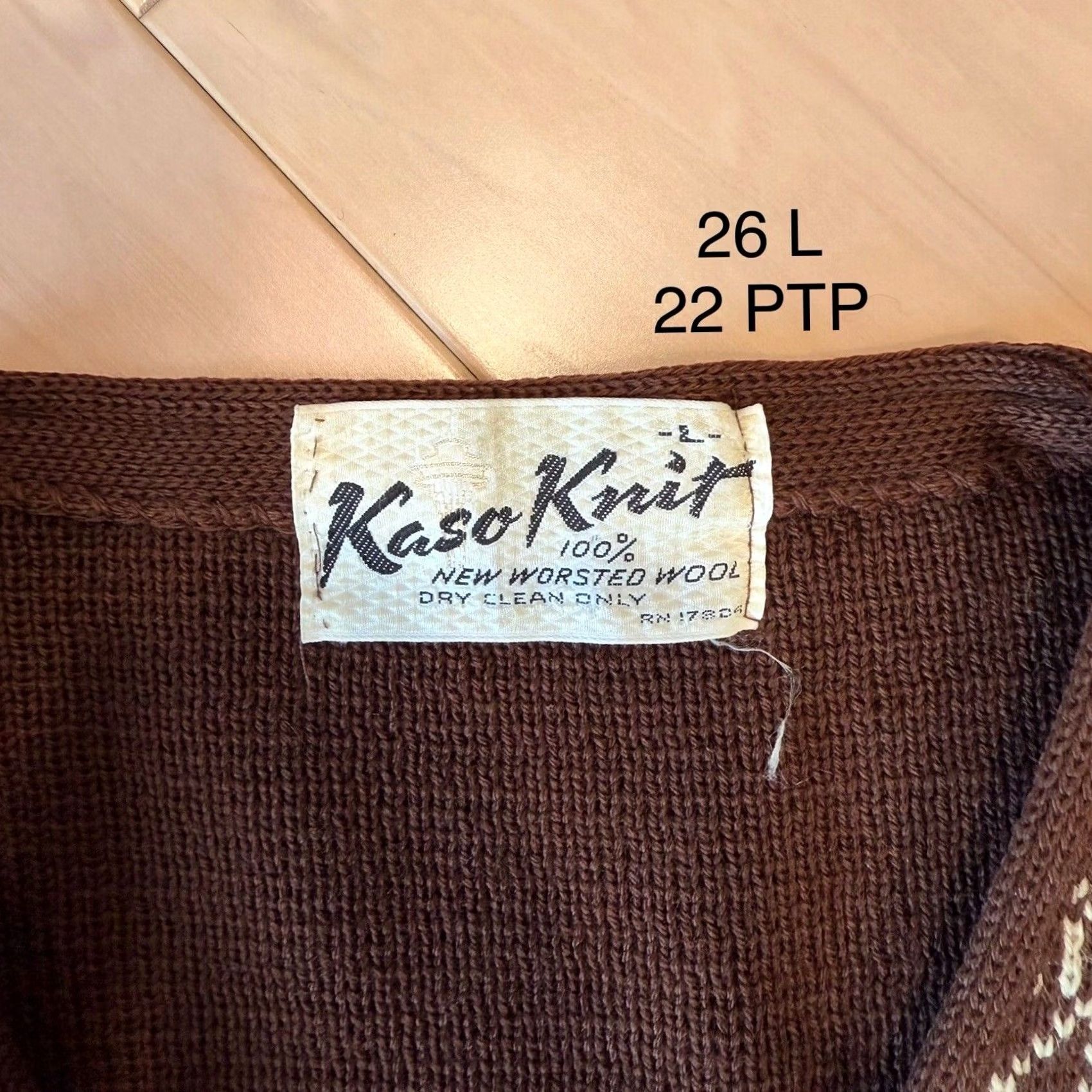 Vintage VINTAGE Kaso Knit Cardigan Women's L Brown Argyle Worsted Wool 70s Glam Cardigan Kimono Sleeve V-Neck Knit Wool All Seasons Classic Jacket, 1-Size? Size L / US 10 / IT 46 - 7 Thumbnail