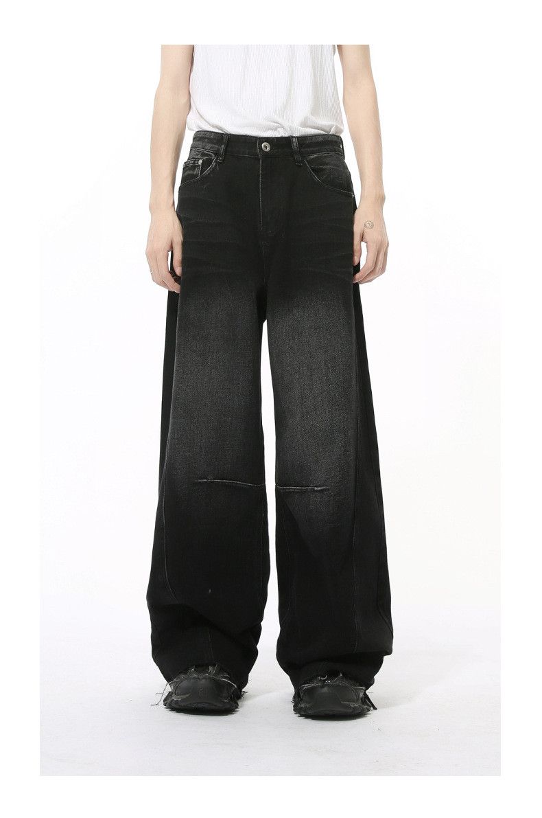 Japanese Brand × Jean Washed distressed hip-hop loose wide-leg straight jeans Size US 32 / EU 48 - 1 Thumbnail