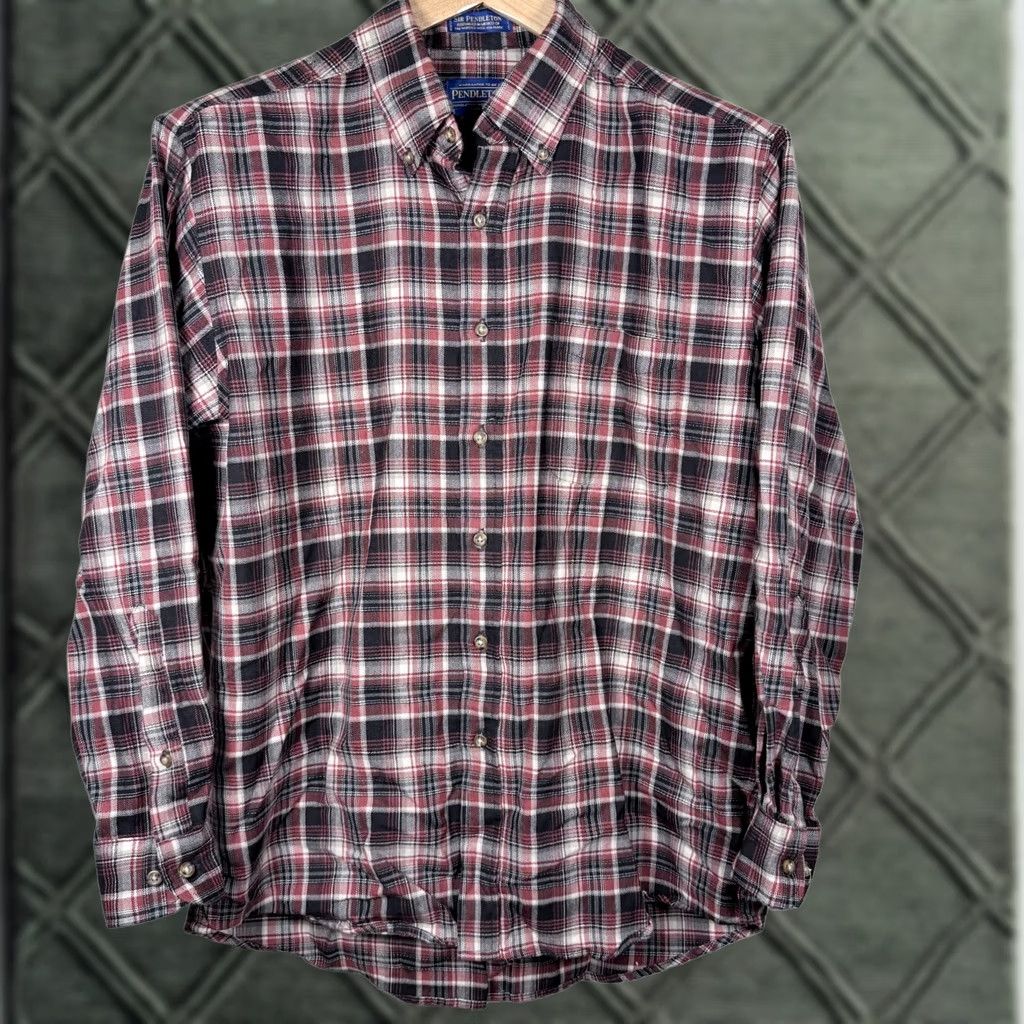 Pendleton VINTAGE Pendleton Shirt Red/Black Wool Plaid Long Sleeve Button-Down Men Large Size US L / EU 52-54 / 3 - 1 Thumbnail