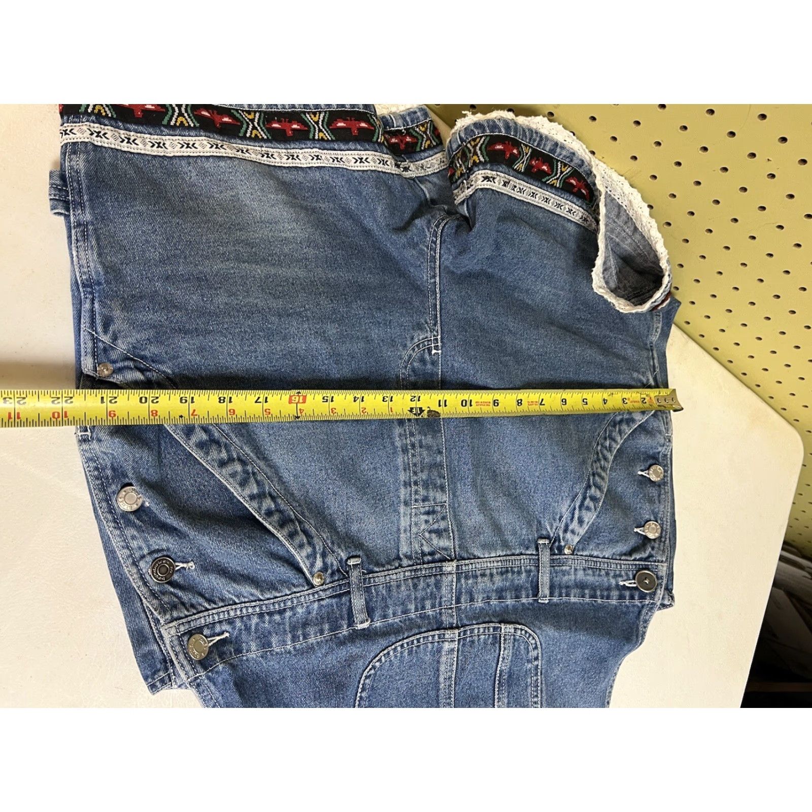 Denime VINTAGE BACCINI Overalls Shorts Denim Blue Sz L Womens Casual 90s Bohemian Farm Cowboy Pockets Button Denim Bib Overalls Shorts Women Size 36" / US 14 / IT 50 - 5 Thumbnail