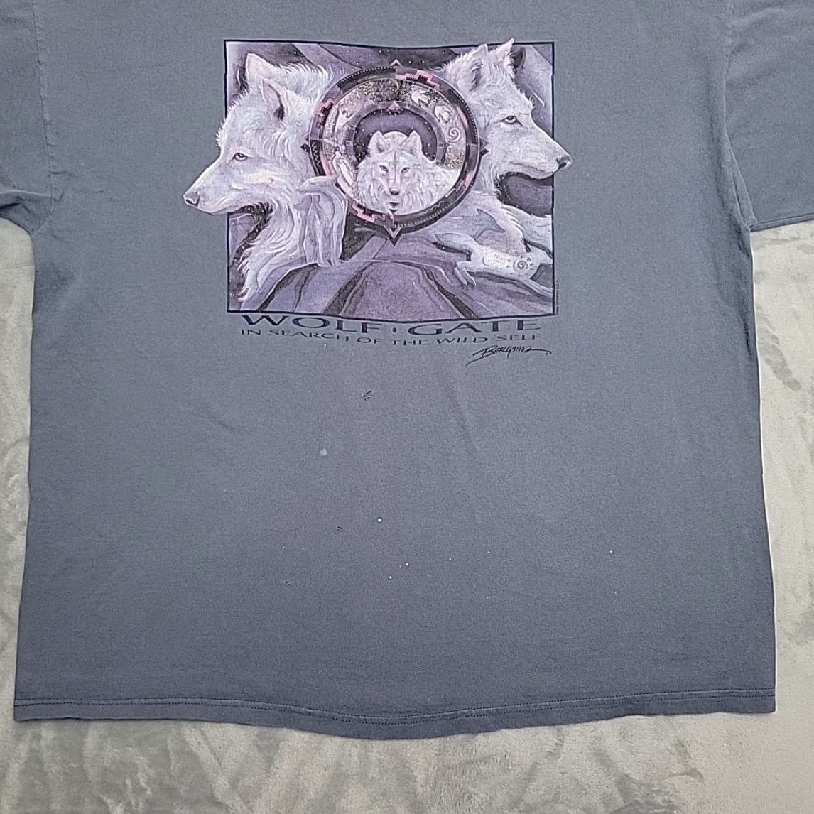 Vintage VINTAGE Crater Lake Shirt Mens 2XL Blue Crew Neck Cotton Jersey Tee Nature Graphic 90s Wolf Gate Size US XXL / EU 58 / 5 - 2 Thumbnail