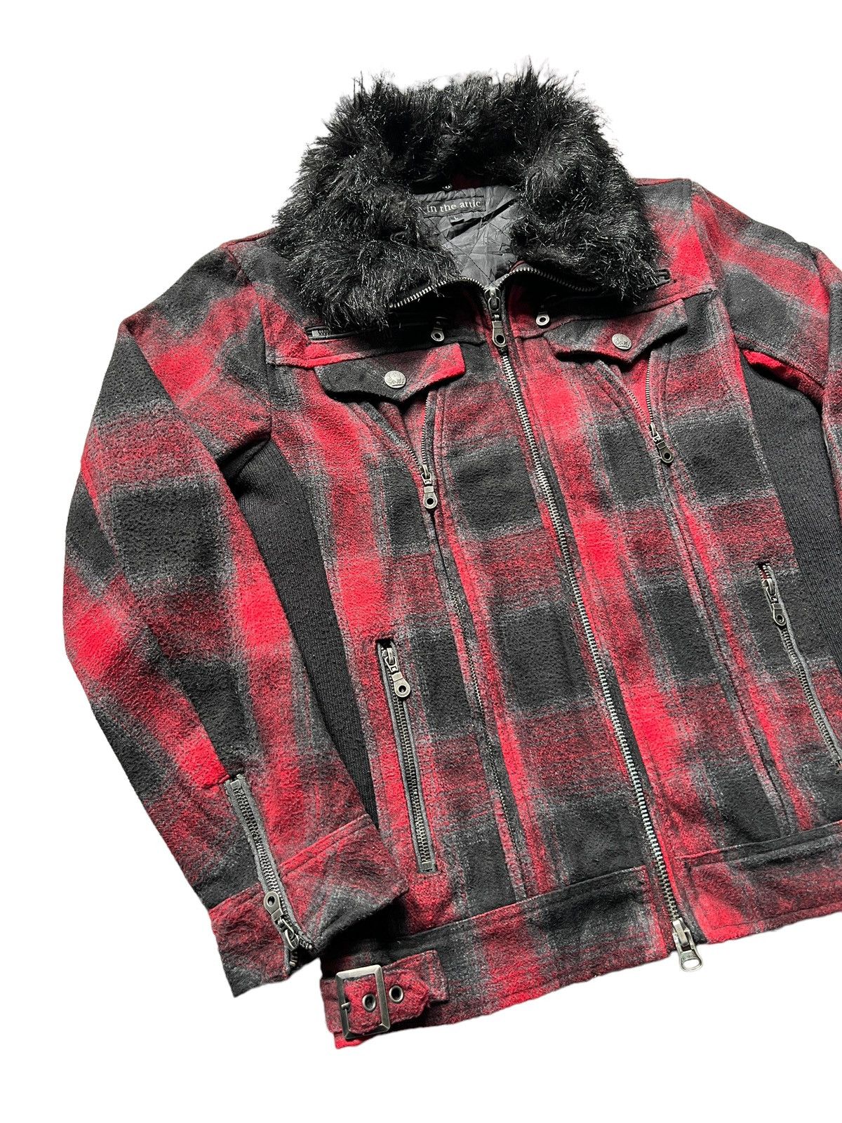 In The Attic In The Attic Tartan Fur Punk Jacket Size US M / EU 48-50 / 2 - 5 Thumbnail