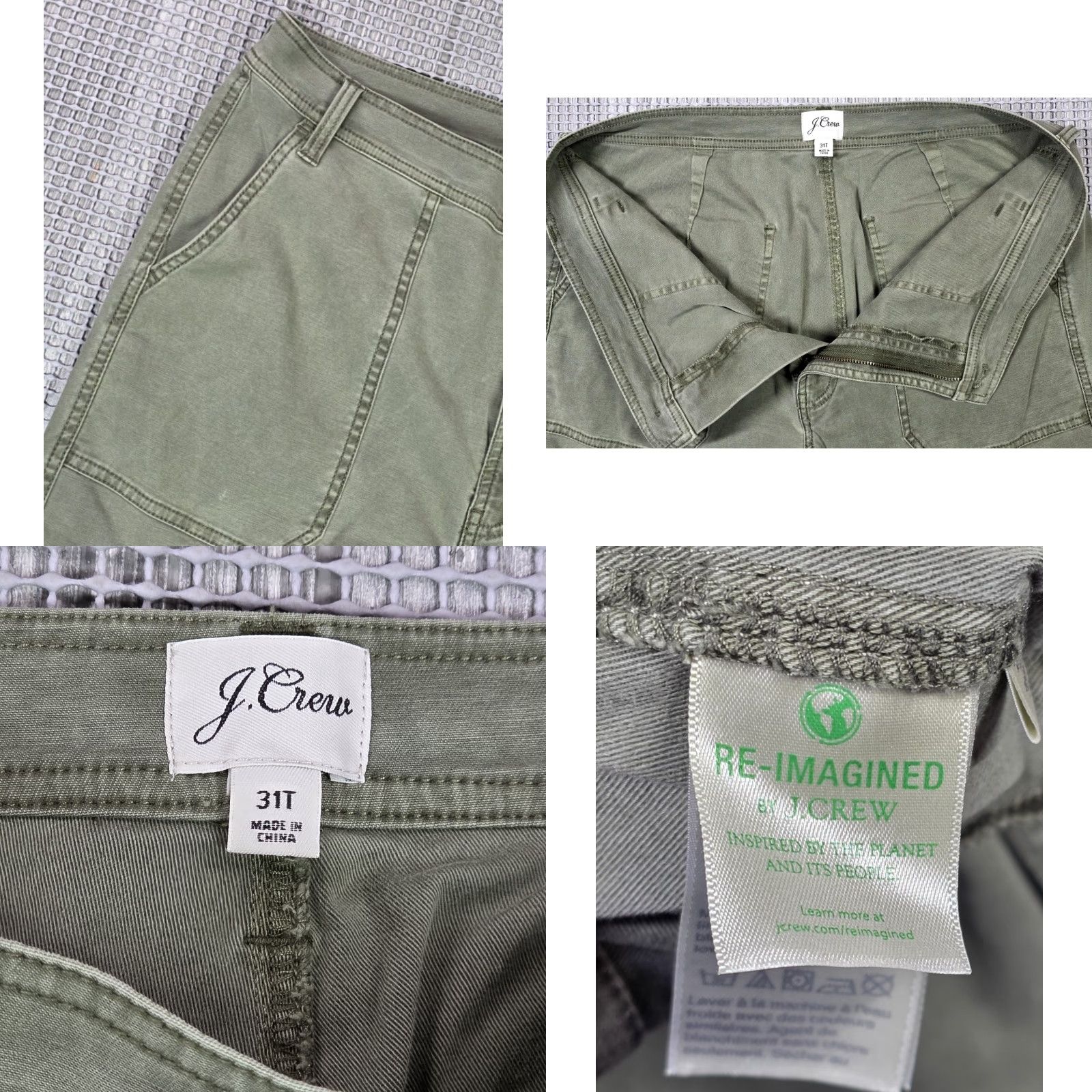 J.Crew J.CREW Cargo Pants Womens Tapered Relaxed Fit Army Green 34x29 31 Tall Ankle Size 24" / US 00 / IT 34 - 8 Thumbnail