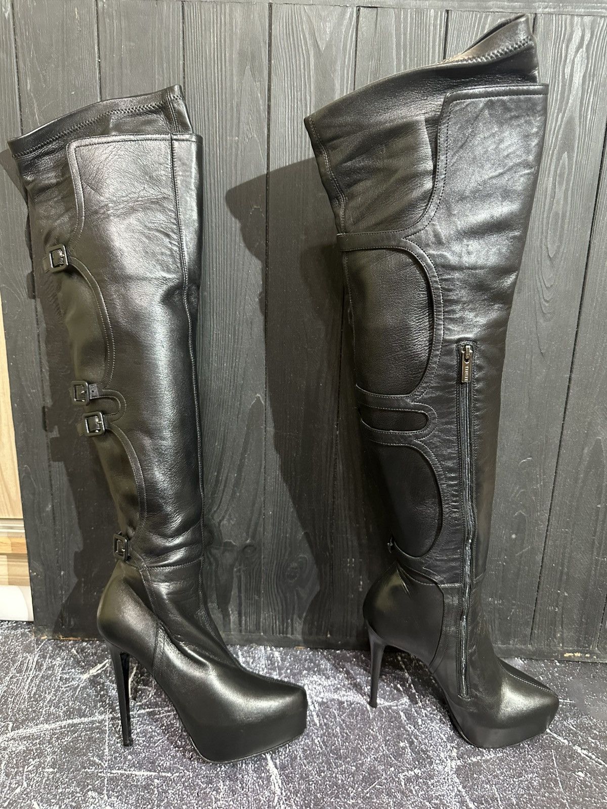 Le Silla LE SILLA STRETCH Nappa Leather Over Knee Platform Boots 35.5 Size US 5.5 / IT 35.5 - 2 Thumbnail