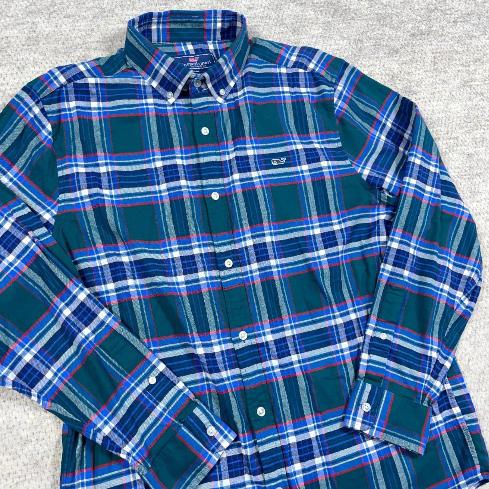 Vineyard Vines VINEYARD VINES Flannel Shirt Men L Green Blue Plaid Button-Up Whale Shirt Size US L / EU 52-54 / 3 - 4 Thumbnail