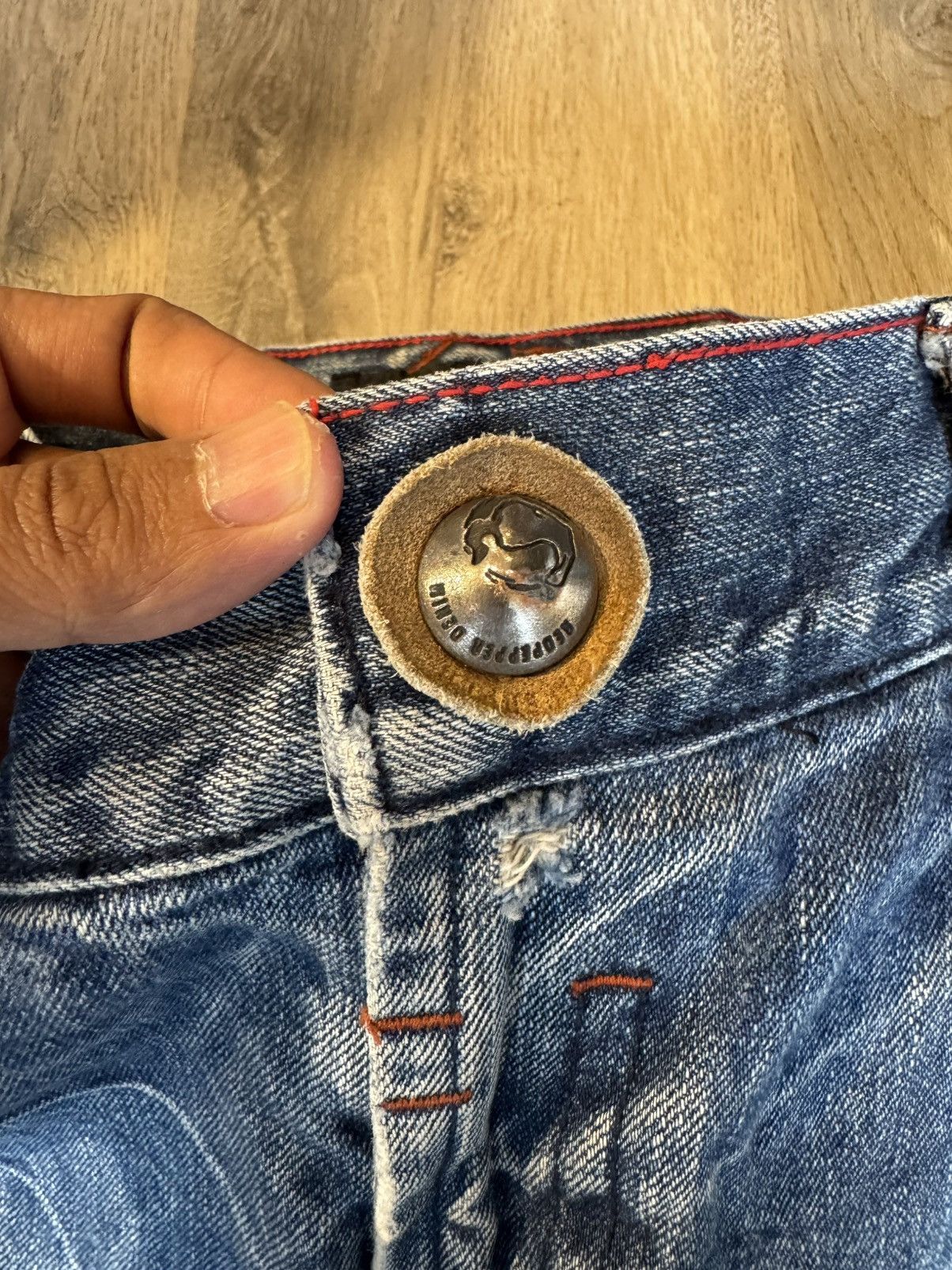 Japanese Brand DISTRESSED RED PEPPER DENIM SKULL LOGO LIKE LGB STYLE Size US 30 / EU 46 - 7 Thumbnail