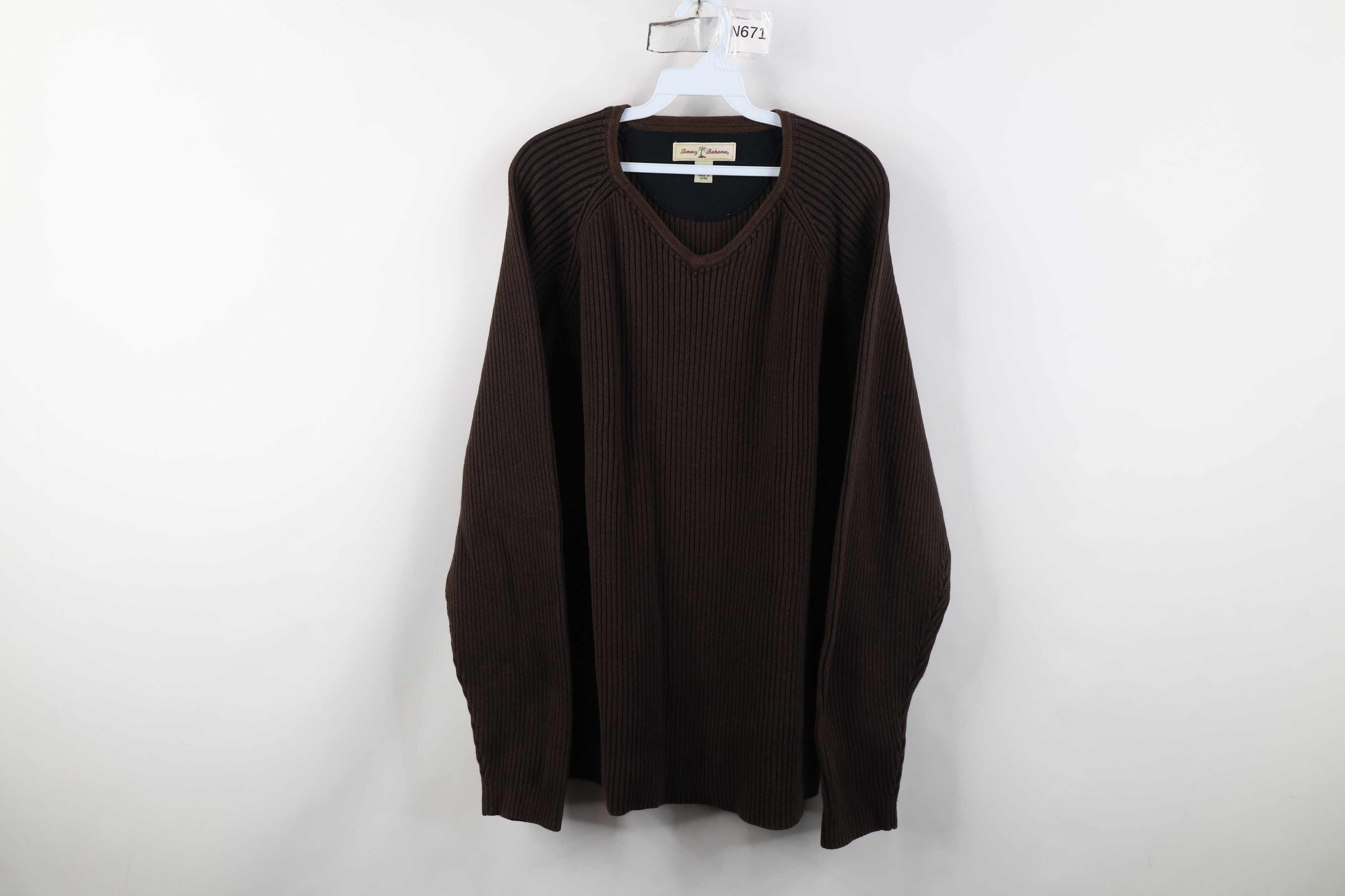 Tommy Bahama Vintage 90s Y2K Tommy Bahama Ribbed Knit Sweater Brown Size US XL / EU 56 / 4 - 1 Thumbnail