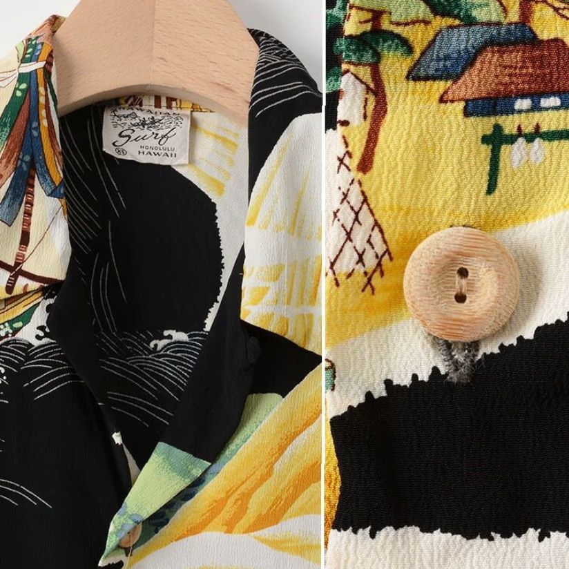 Sun Surf SUN SURF SPECIAL EDITION Treasure Ship Aloha Shirt XS Rayon Black Shirt Adults XS Mens Womens Boys Girls Size US XS / EU 42 / 0 - 3 Thumbnail