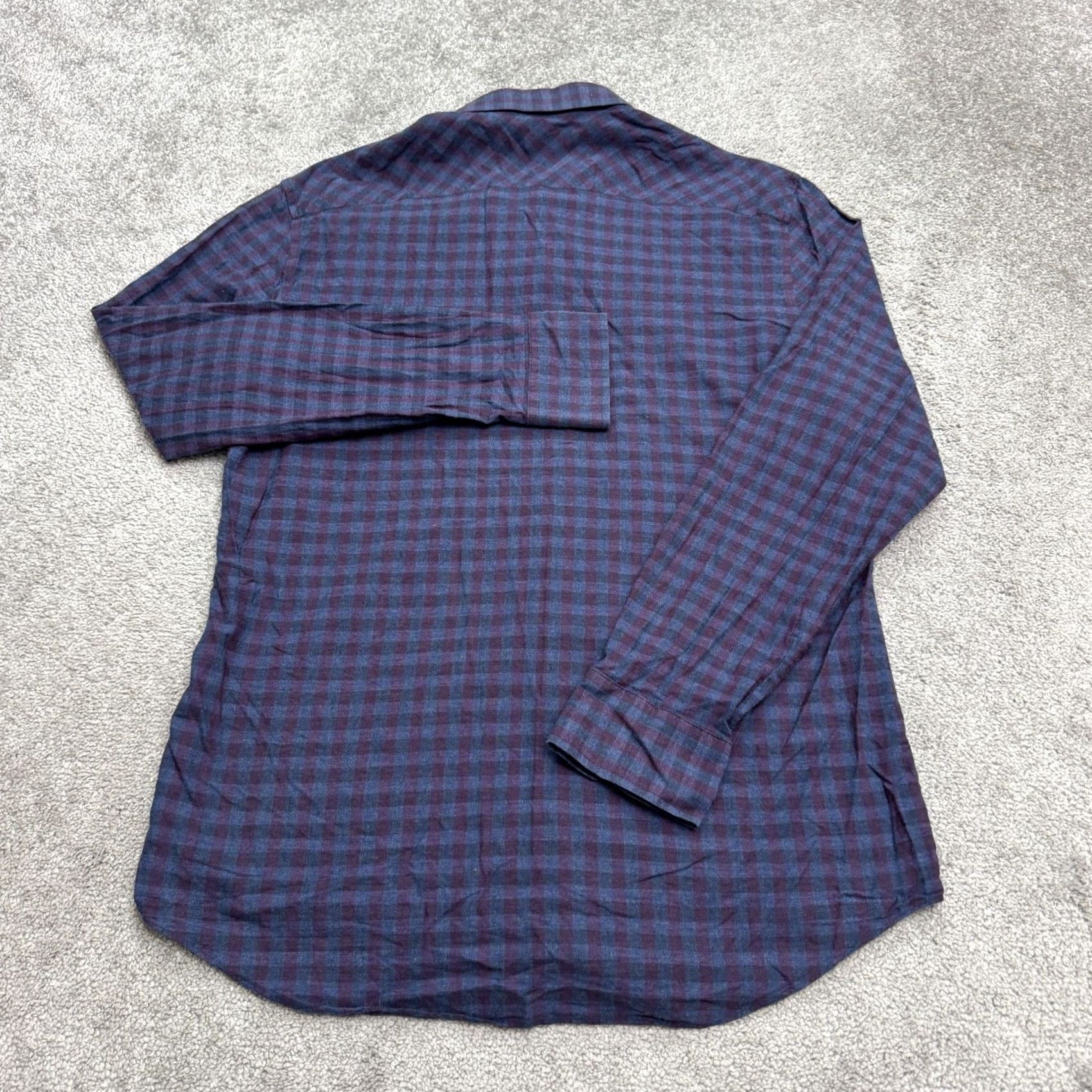 Vintage ZACHARY PRELL Button-Down Shirt Mens L Blue Purple Cotton Long Sleeve Casual Plaid Adult Regular Mens Size US L / EU 52-54 / 3 - 2 Thumbnail