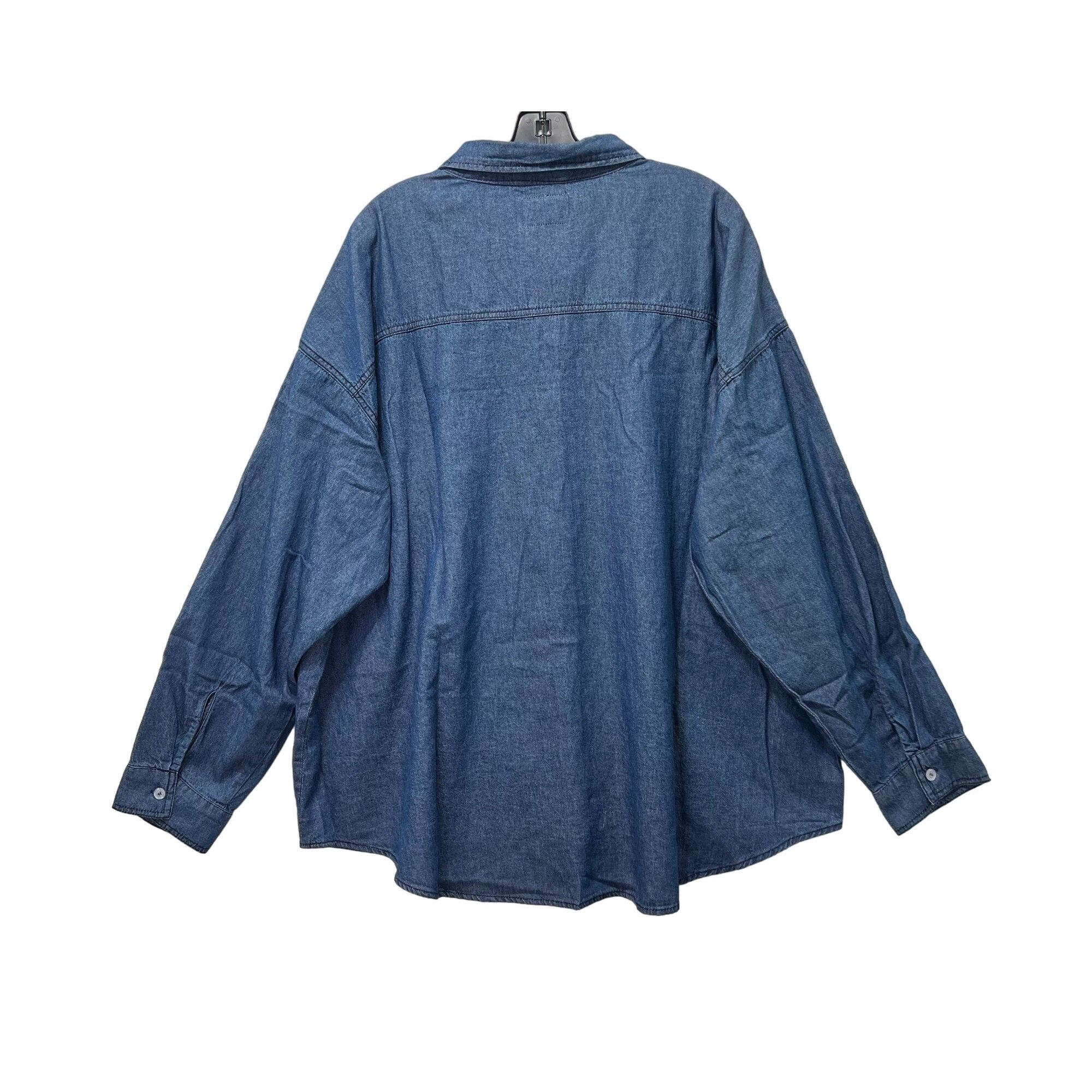 rue21 Rue 21 - Women's Chambray Long Sleeve Button Down Shirt With Size 3XL / US 20-22 - 2 Thumbnail