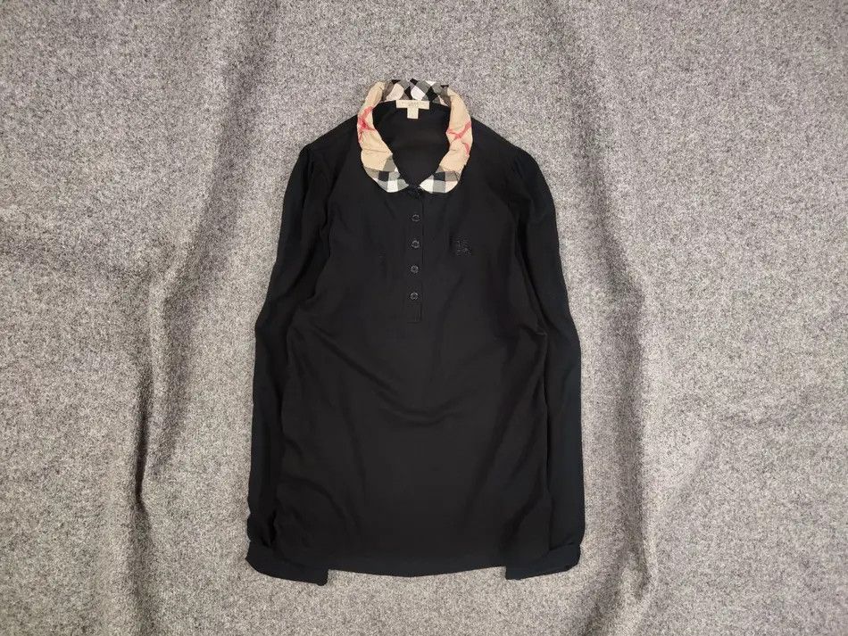 Burberry Burberry London Classic Black Cotton Long Sleeve Nova Check Size L / US 10 / IT 46 - 1 Thumbnail