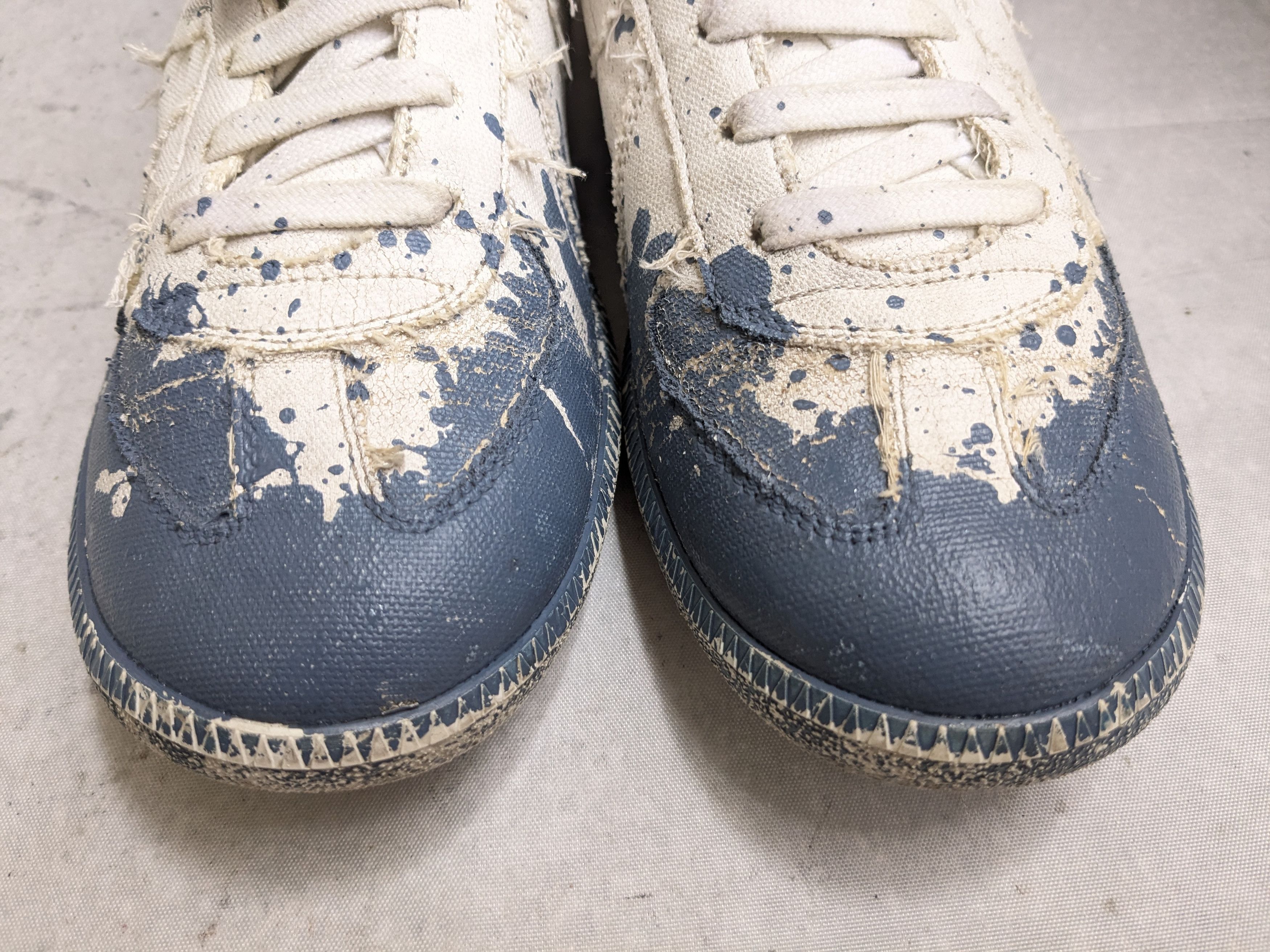 Maison Margiela MAISON MARGIELA Replica Paint Splatter Sneakers White Blue Size US 10 / EU 43 - 5 Thumbnail