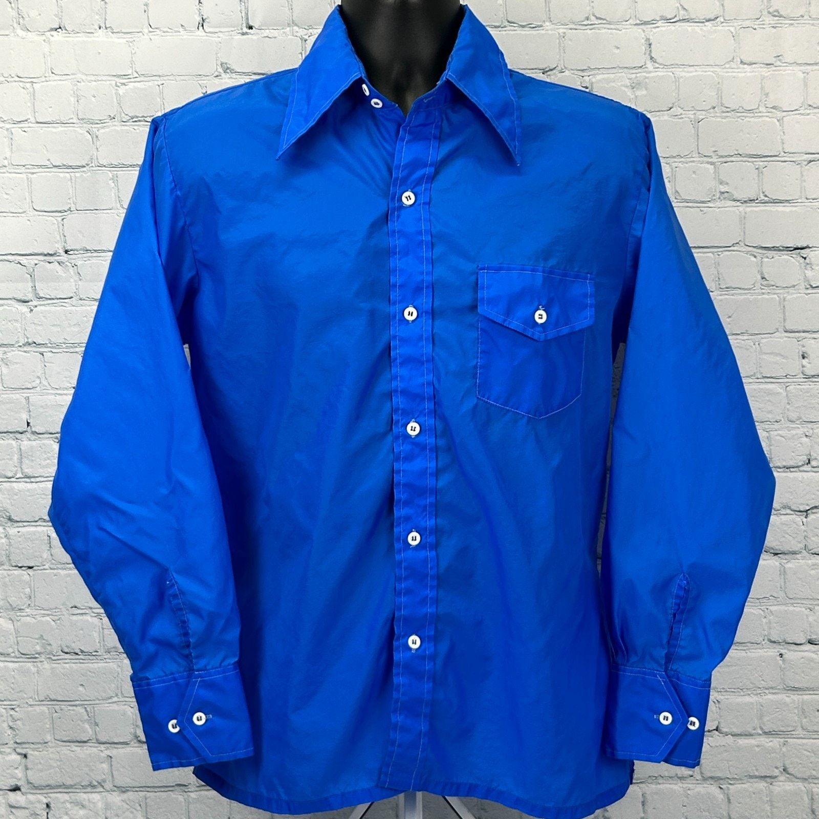 Vintage Vintage 70s Skyr Button Front Shirt Jacket Blue Disco M Size US M / EU 48-50 / 2 - 2 Thumbnail