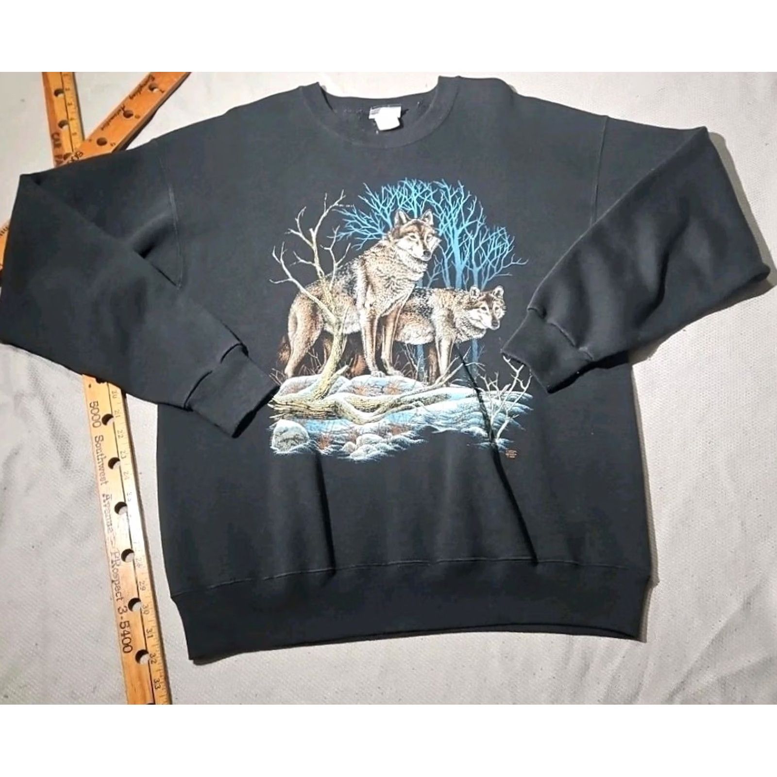 Lee Vintage Sturdy Sweats by Lee Sweatshirt Mens XL Black Wolf Mountain USA 90s Size US XL / EU 56 / 4 - 2 Thumbnail