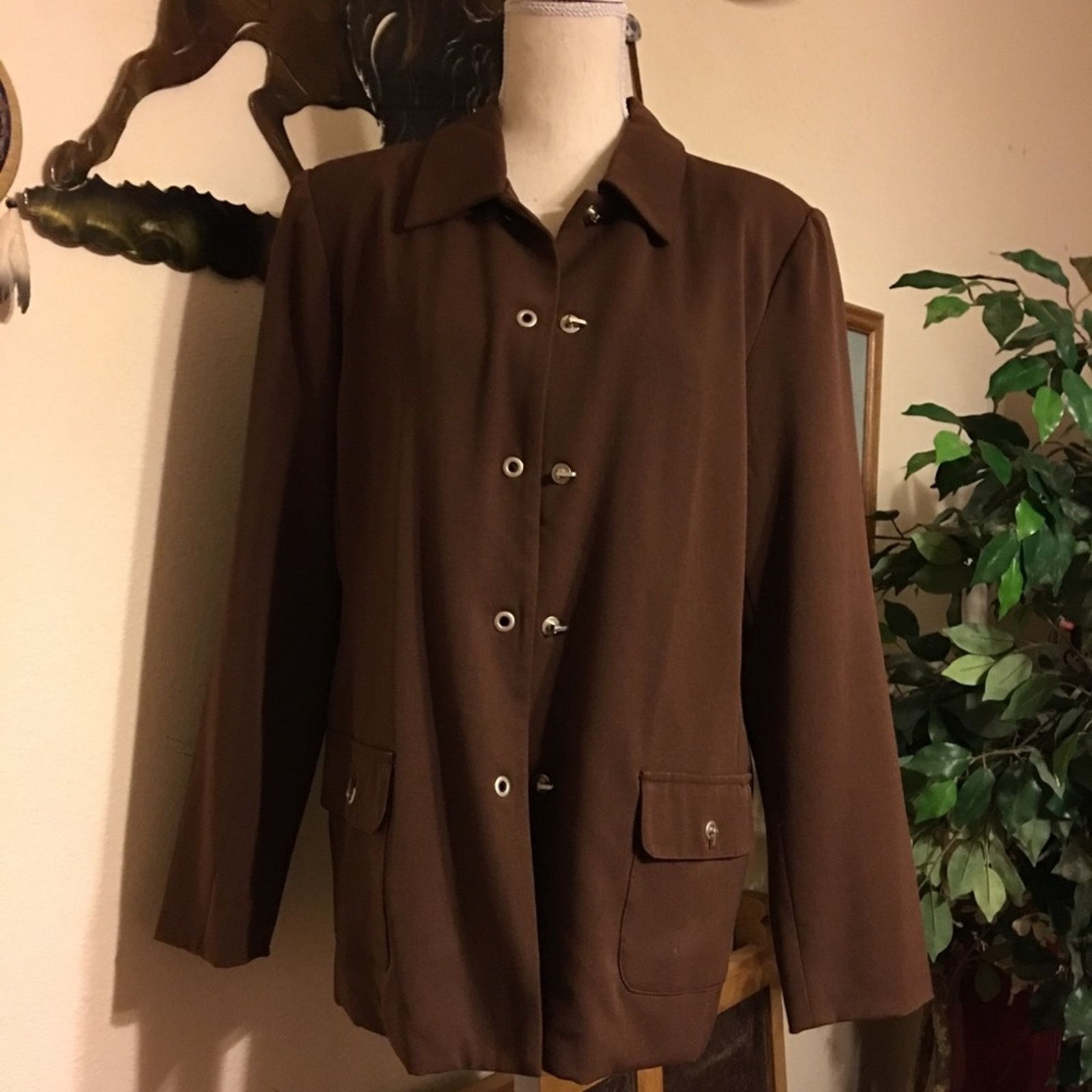Other Dialogue brown lined jacket snap buttons front Size XL / US 12-14 / IT 48-50 - 1 Thumbnail