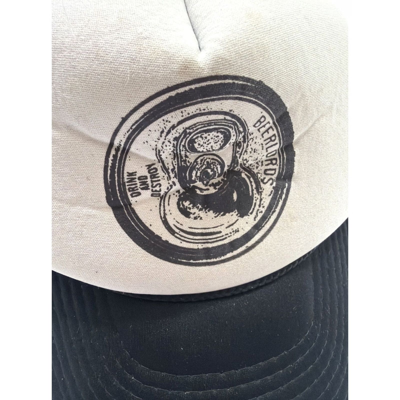 Vintage VINTAGE Nissin Trucker Hat Black Gray “drink And Destroy” “beer Lords” Men One Size Hat Size ONE SIZE - 6 Thumbnail