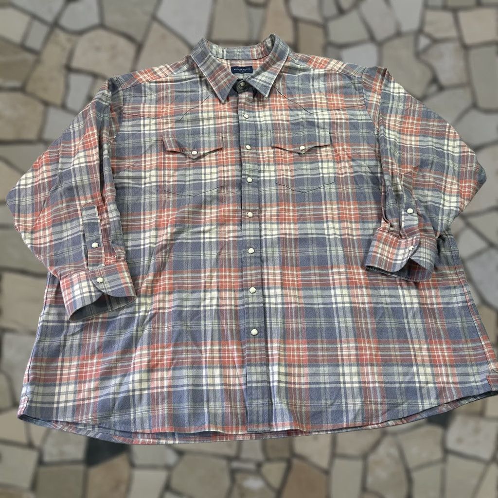 Proper Cloth Proper Cloth Shirt Mens 4XL Blue Plaid Western Snap Long Sleeve Button Up Casual Size US XXL / EU 58 / 5 - 1 Thumbnail