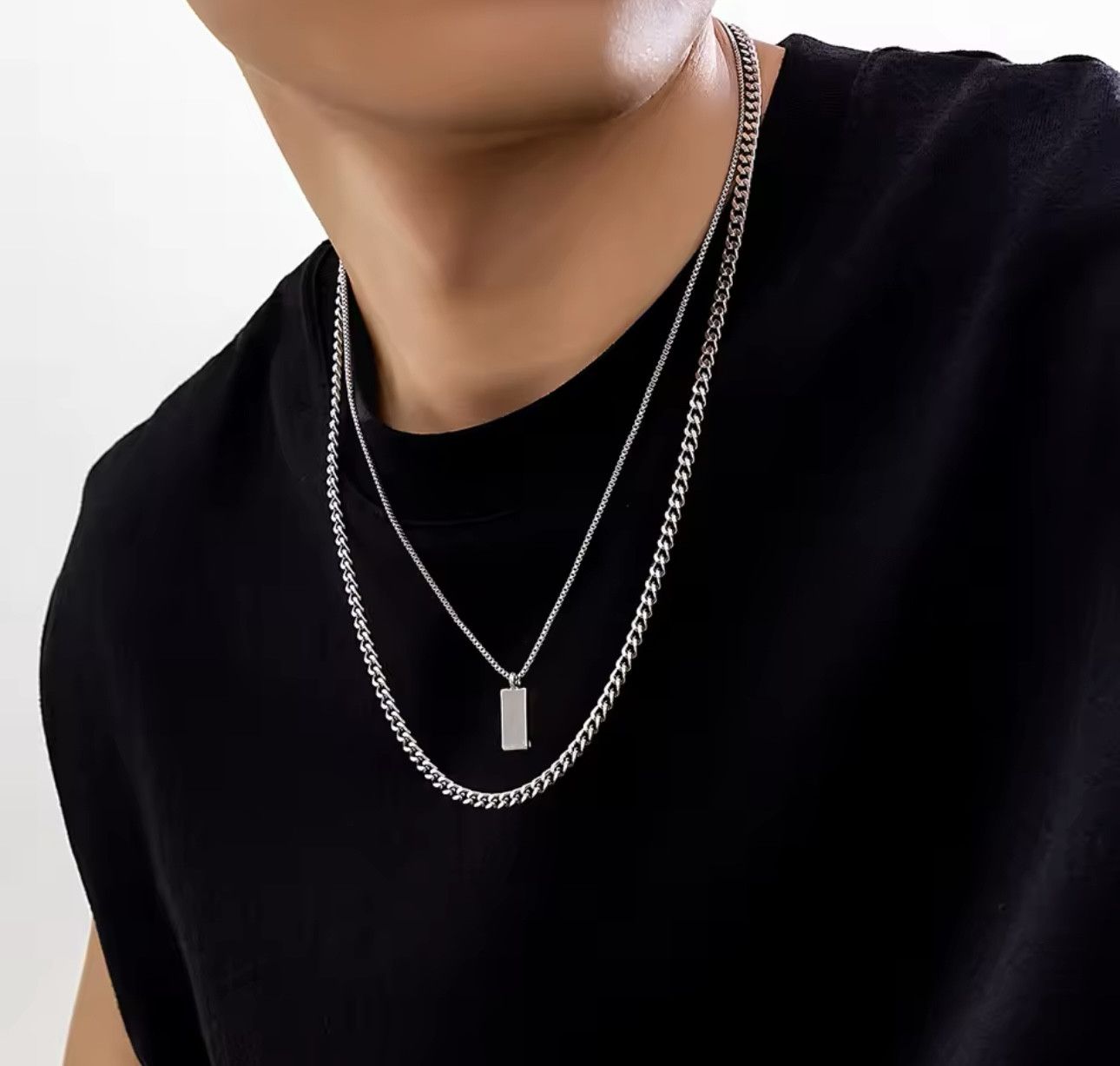 Jewelry × Vintage Rectangular Pendant Box Chain Necklace Size ONE SIZE - 2 Thumbnail