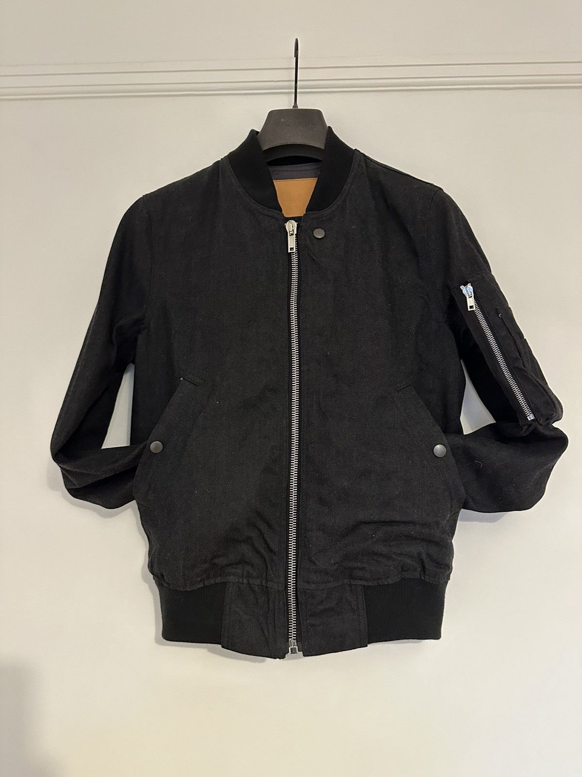 image of Rick Owens x Rick Owens Drkshdw Rick Owen’S Denim Bomber Ma-1 Flight in Black, Men's (Size Small)