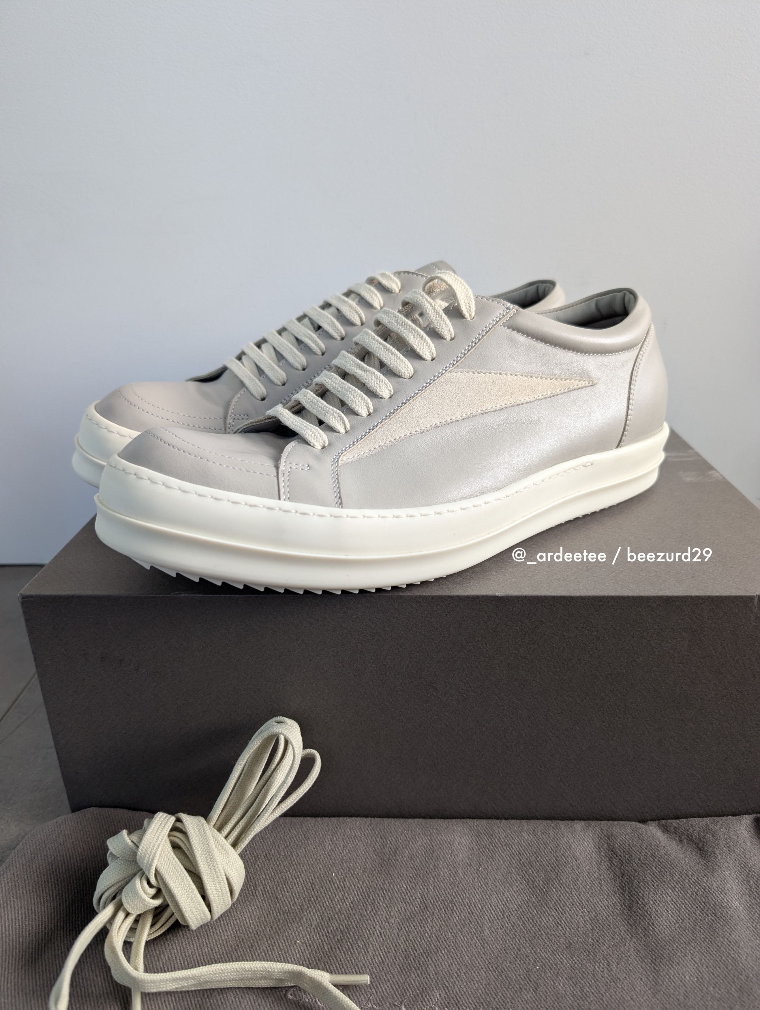 Rick Owens *NEW* LEATHER VINTAGE SNEAKERS VANS LIGHT GRAY PEARL Size US 11 / EU 44 - 5 Thumbnail